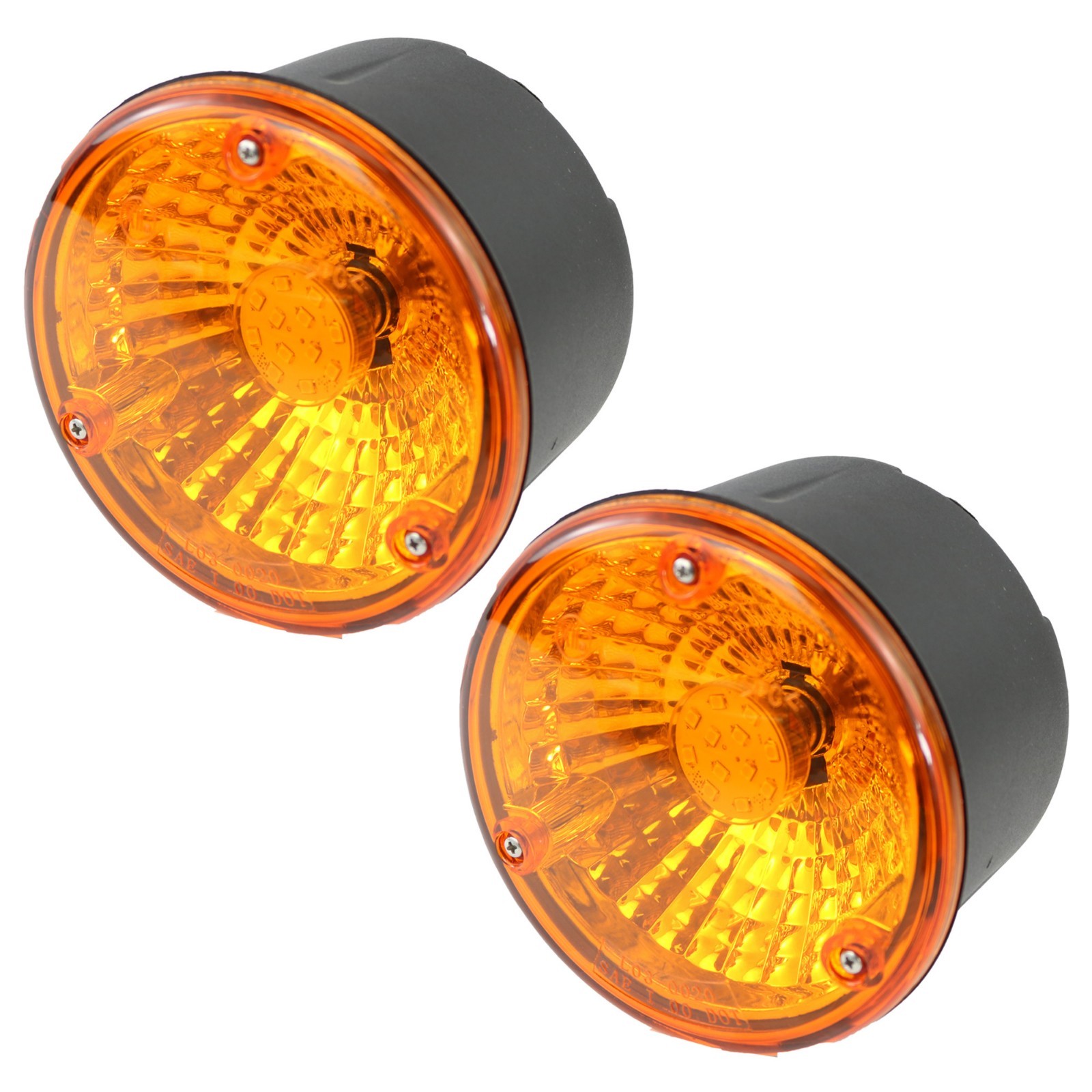 2 LED 4″ Round Turn Signal Replaceable Amber Lens/Warm White Light