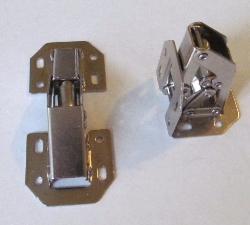 2 Nickel Plated Self Closing 90-Degree Surface Mount Spring Cabinet Door Hinge