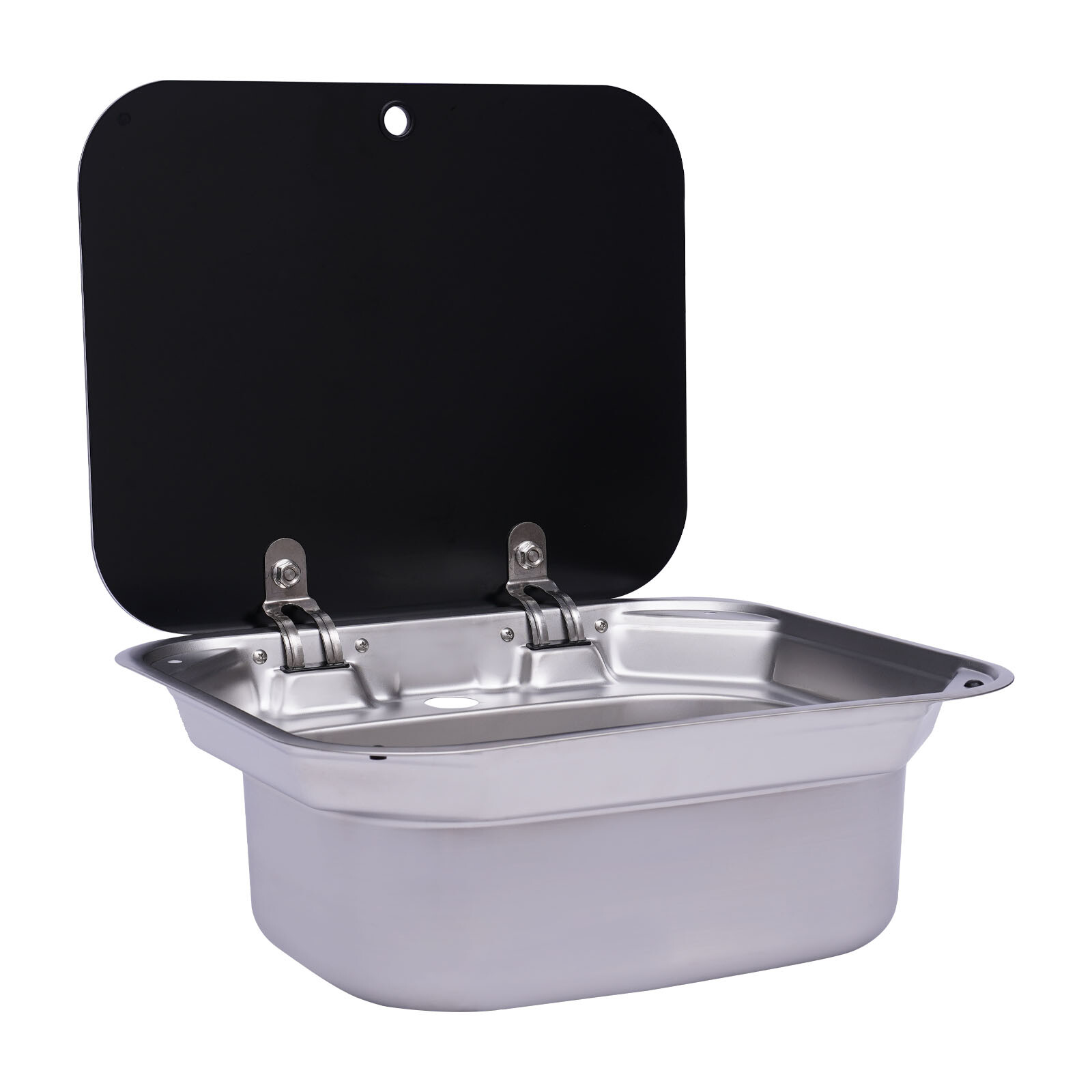 Stainless Steel RV Kitchen Semi-recessed Sink w/ 4x Buckles Overflow-proof New
