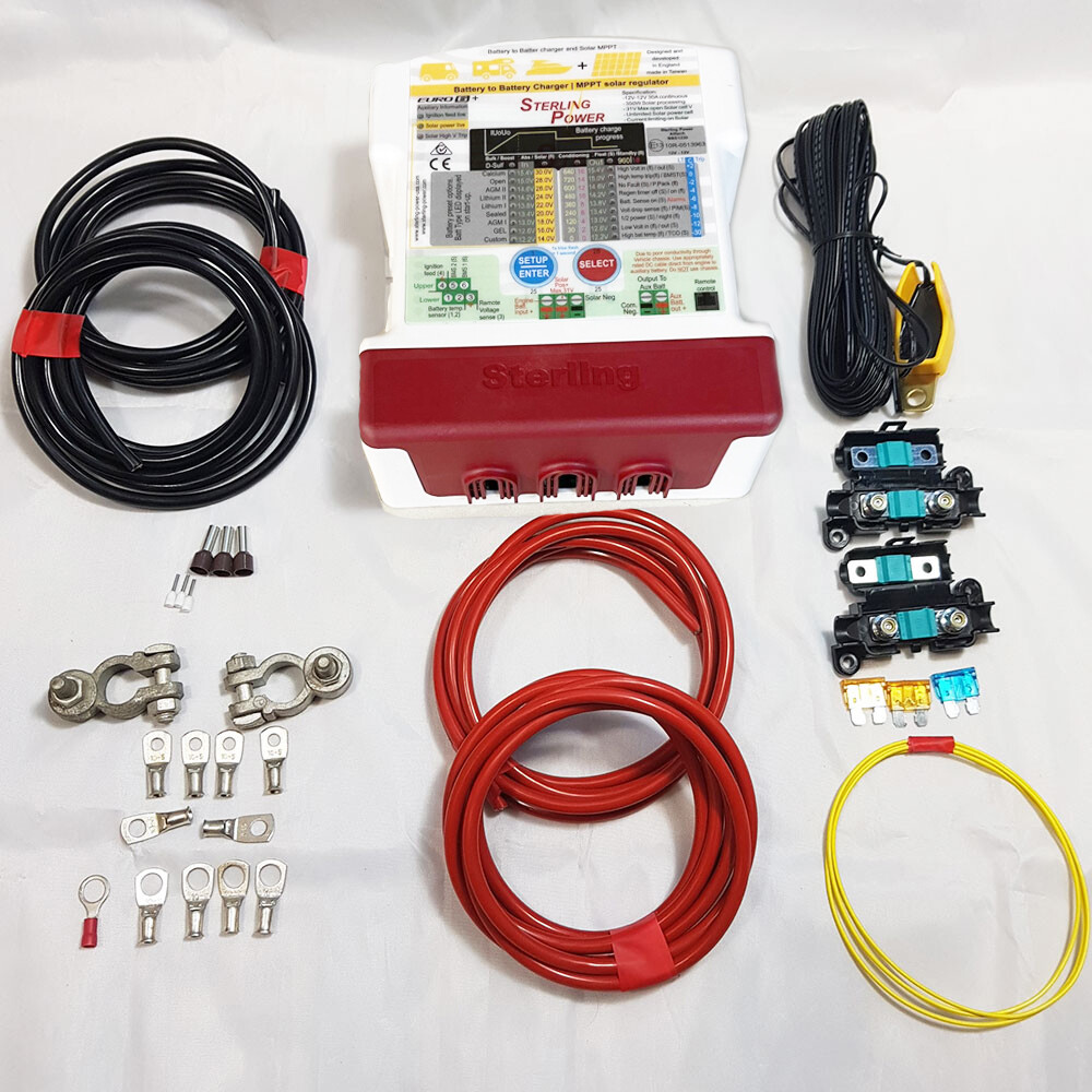 Sterling Power BBS1230 Battery to Battery Charger 350W SOLAR MPPT – 6 Metre KIT