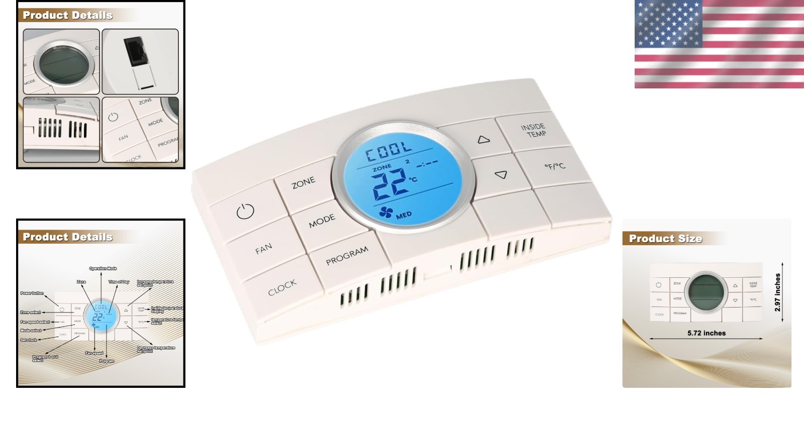 Digital LCD RV Thermostat – 10-Button Control for Dometic Models 579, 595, 600