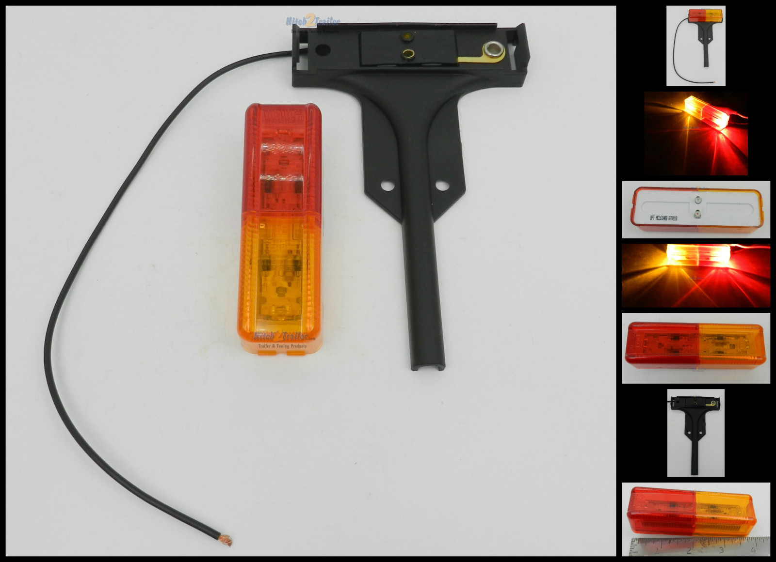 (1) LED Light 1×4 Surface mount Amber/Red Clearance Marker w/ black post