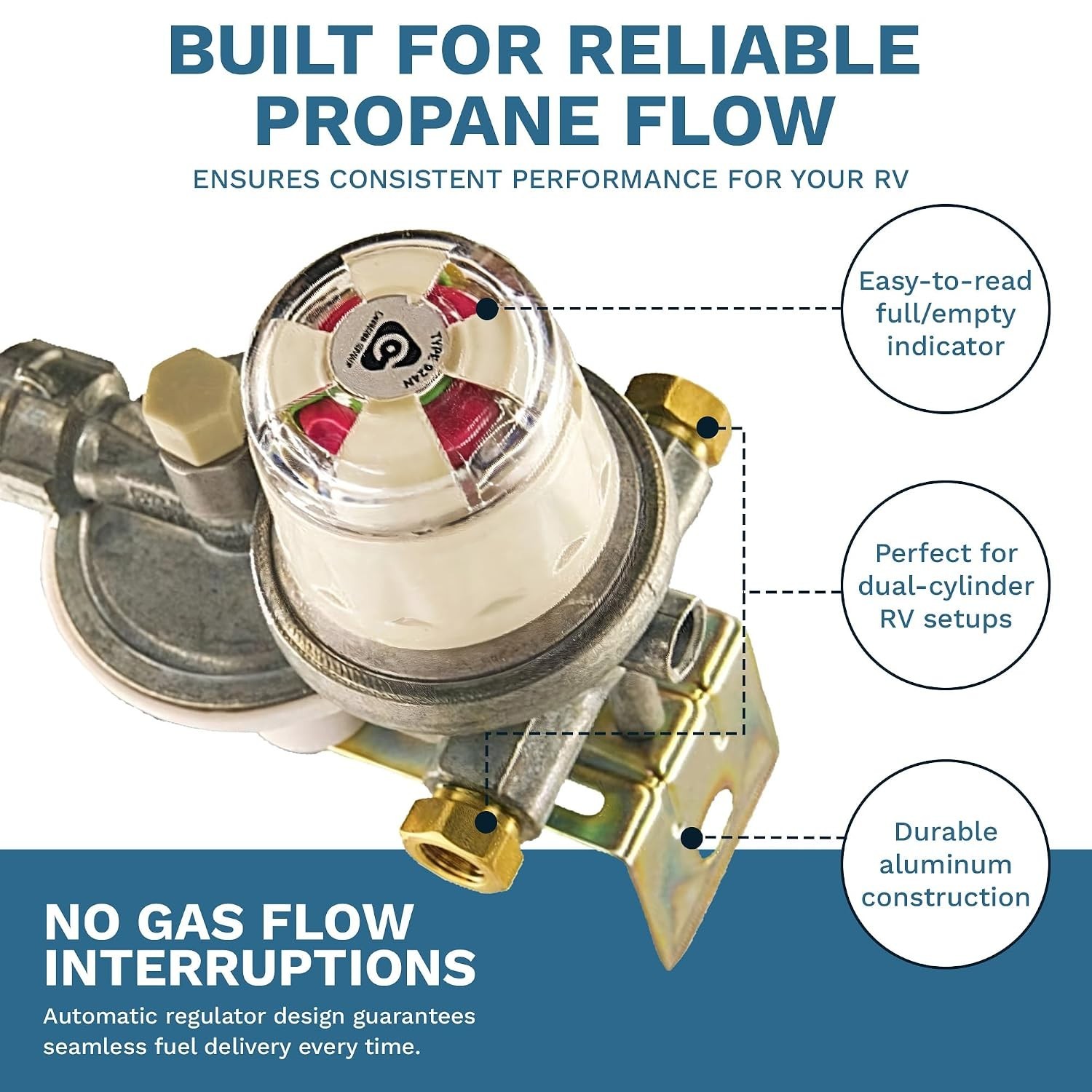Reliable Kosan RV Propane Regulator with Top Indicator – 160,000 BTU Capacity