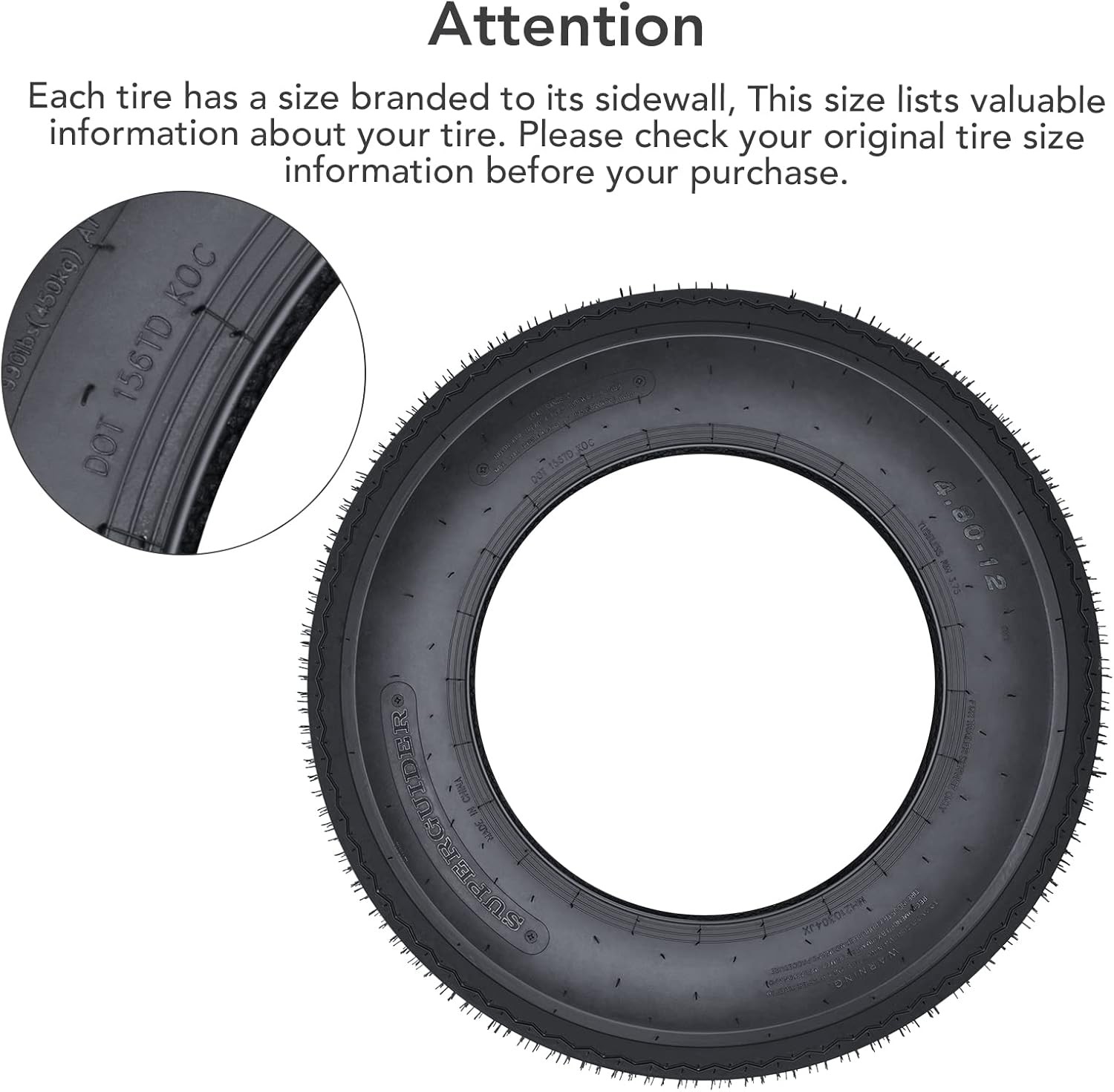 4.8-12 Boat Trailer Tires, 4.80-12 4.8×12 480-12 Load Range C, 6 Ply Set of 2
