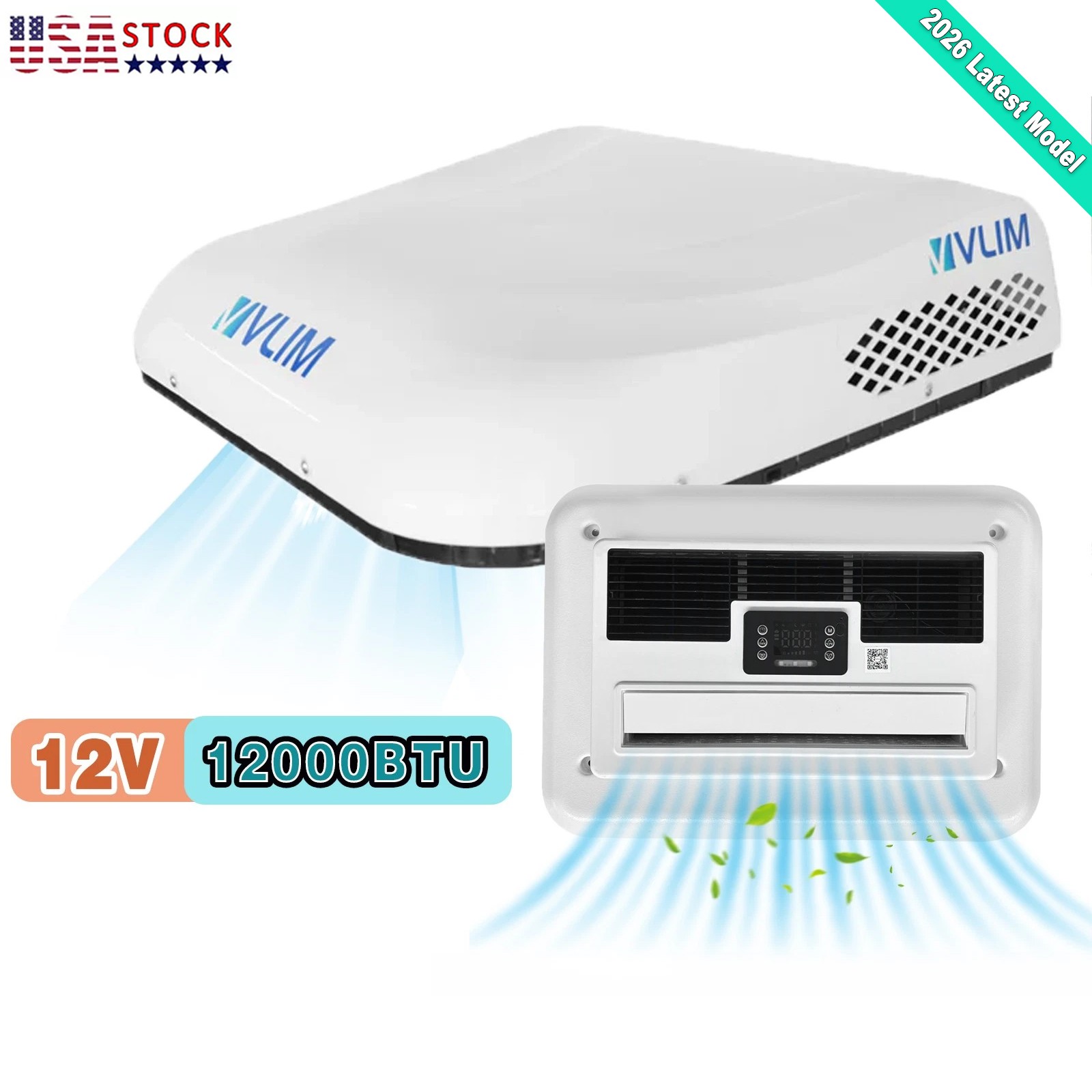 12V 12000BTU RV Air Conditioner Rooftop A/C For Truck Caravan Bus Motorhome RV