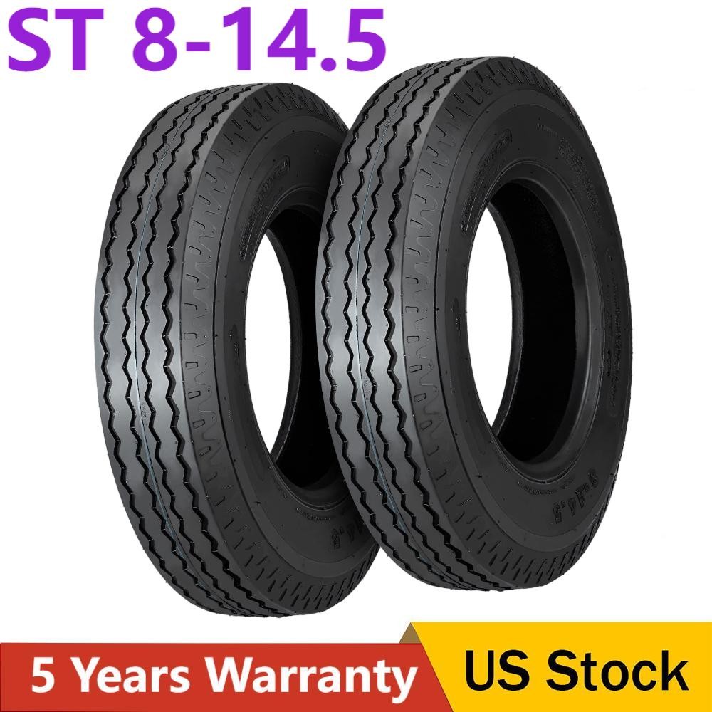 2PC 8-14.5 8×14.5 Trailer Tires 8 14.5 Heavy Duty 14PR Highway Tire Load Range G