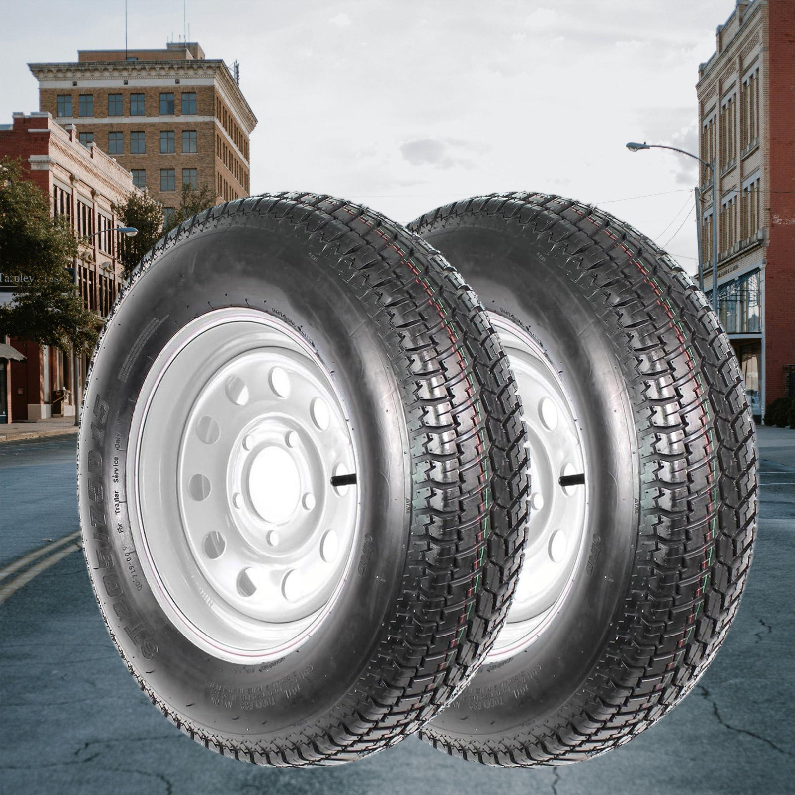 🔥2 PCS ST205/75D15 Trailer Tire 5 Lug 6 Ply ST205 75D 15 Tire with 15″ Rim Whee