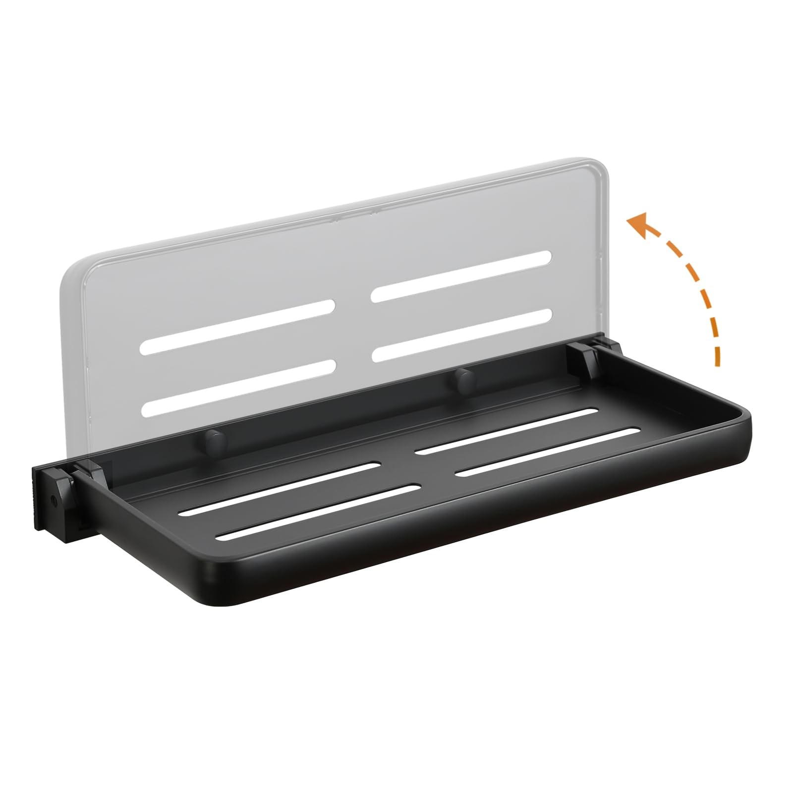 12 Black Aluminum Folding Wall Shelf, RV, Camper, Bathroom, Kitchen, Small