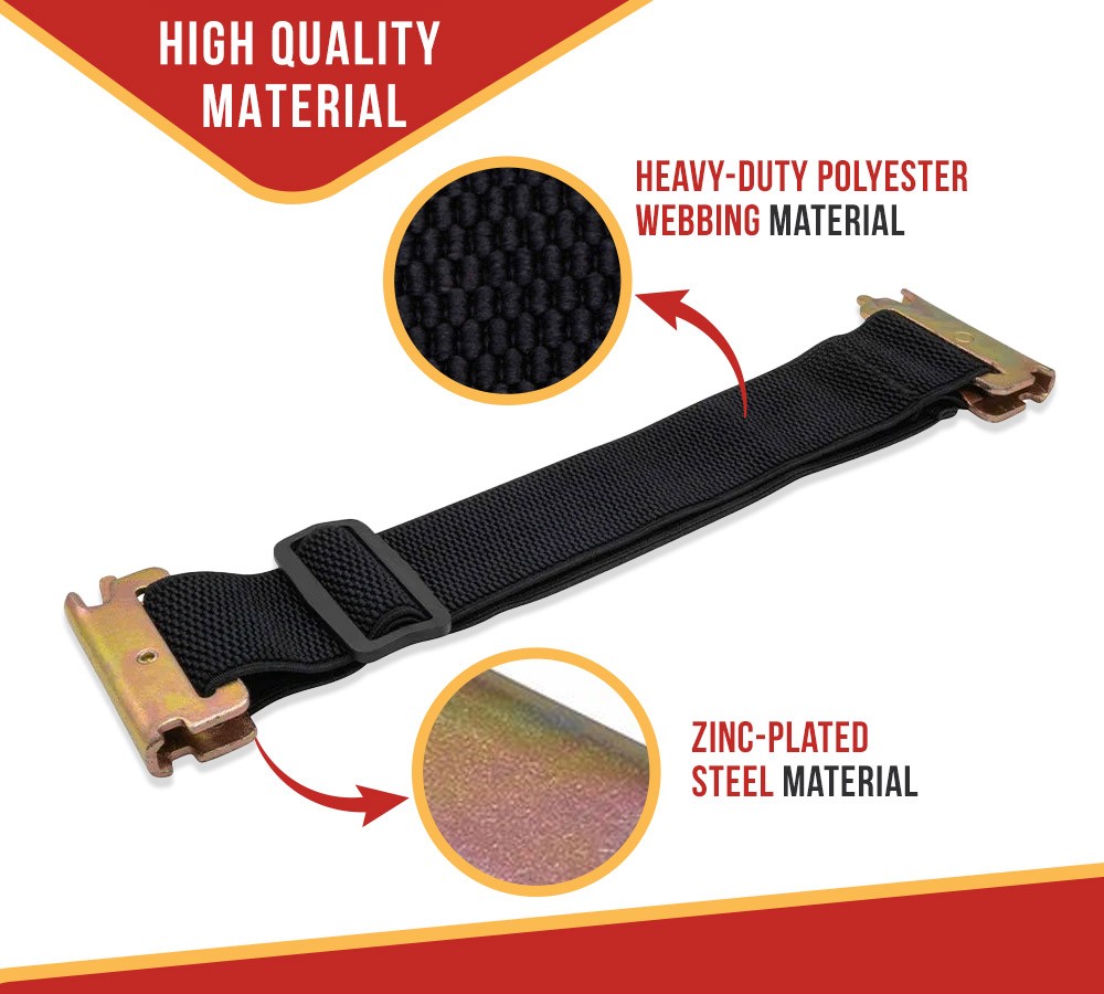 4 Pcs 12″-22″ Adjustable E-Track Bungee Tie-Down Straps for Enclosed Trucks