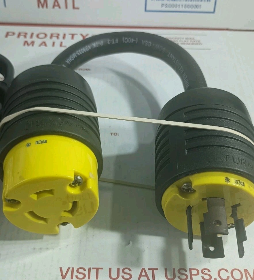 Lot Of 2 RV Extension Cord Adapter Plugs 30 To 50 Amps & 20A 125/250V