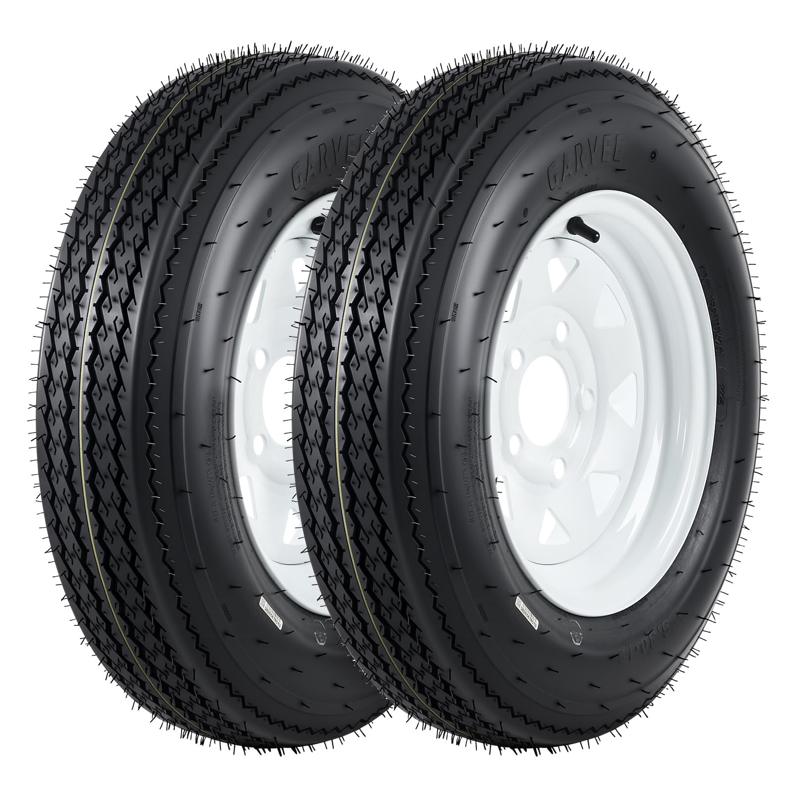 2 Pack Trailer Tires 5.30-12 5.30×12 530-12 530 12 w/12″ Rims 5 Lug White Spoke