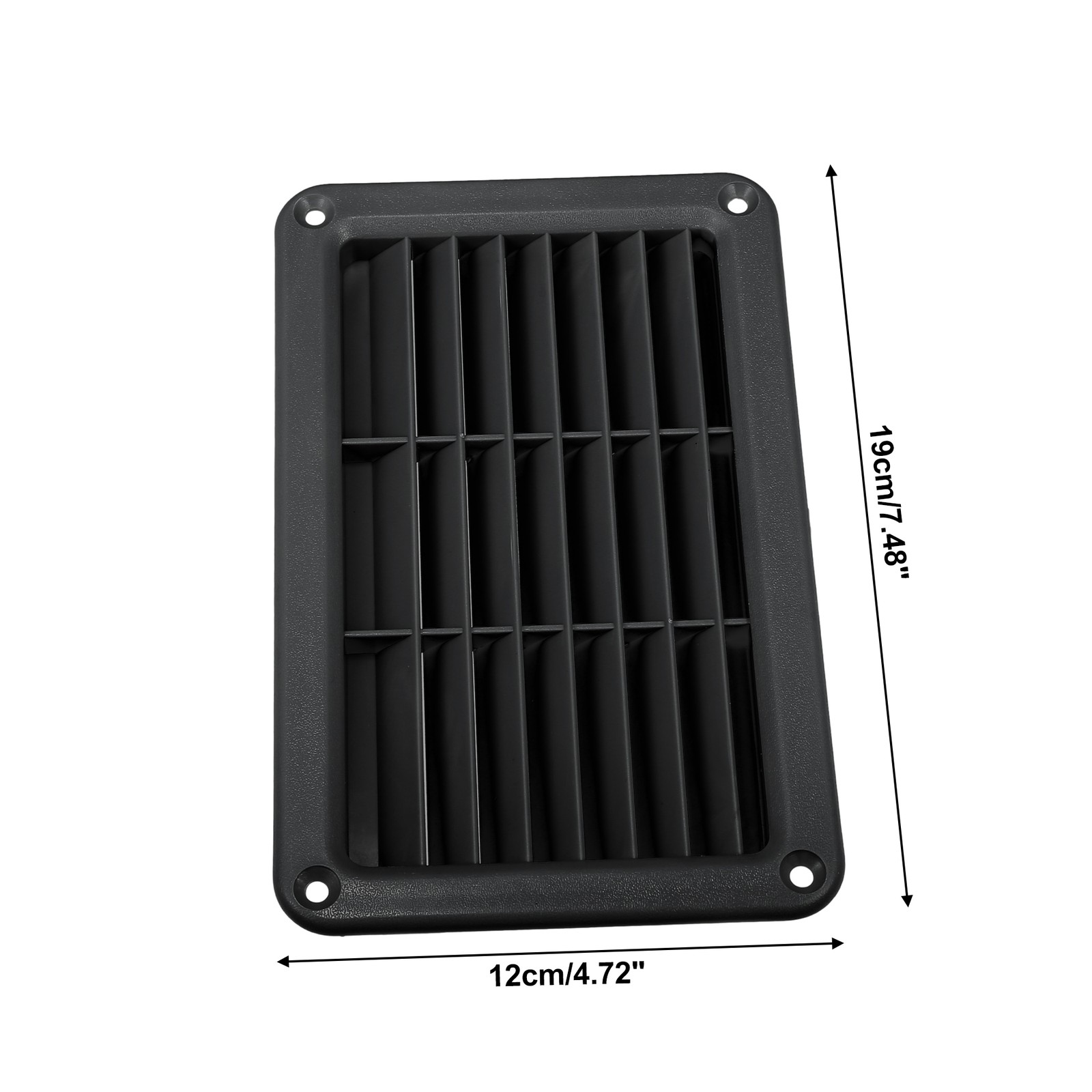 19X12cm Rectangular Black RV Air Vent Panel Ventilation Grill Louver