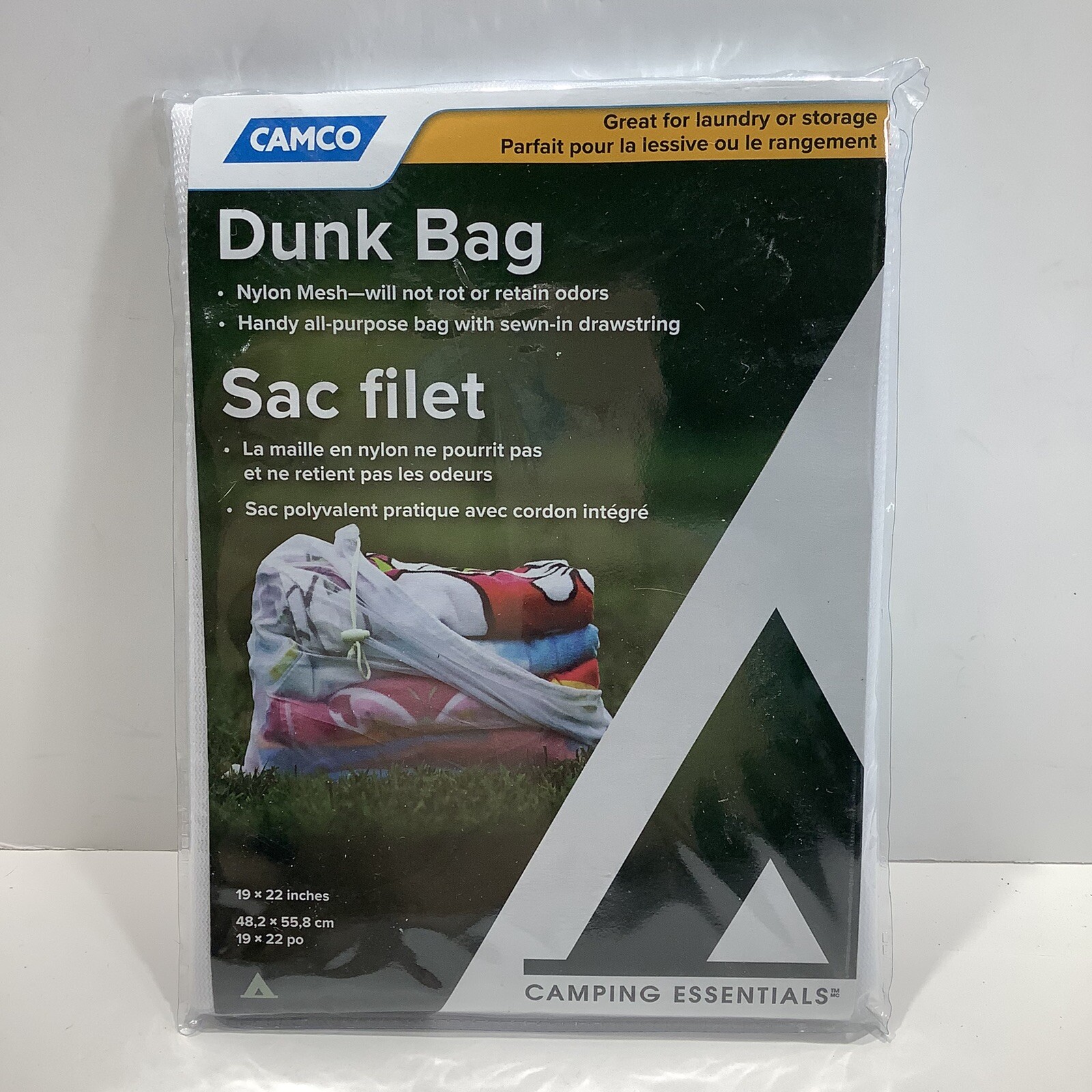 Camco 51031 Camping Essentials 19″ x 22″ Nylon Mesh Dunk Bag, New Sealed