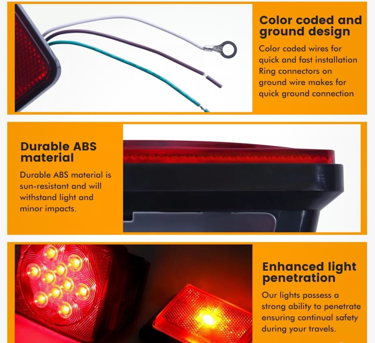 MAXXHAUL 70205 Trailer Light Kit – 12V All LED, Left and Right Waterproof