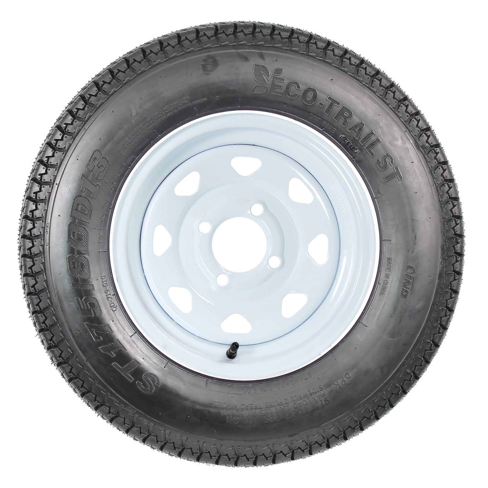 2-Pack Trailer Tire Rim ST175/80D13 175/80 13 Inch LRC 4 Lug White Spoke Wheel