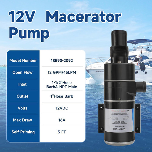 Macerator Pump for 18590-2092, 12V 12GPM, Self 18590-290