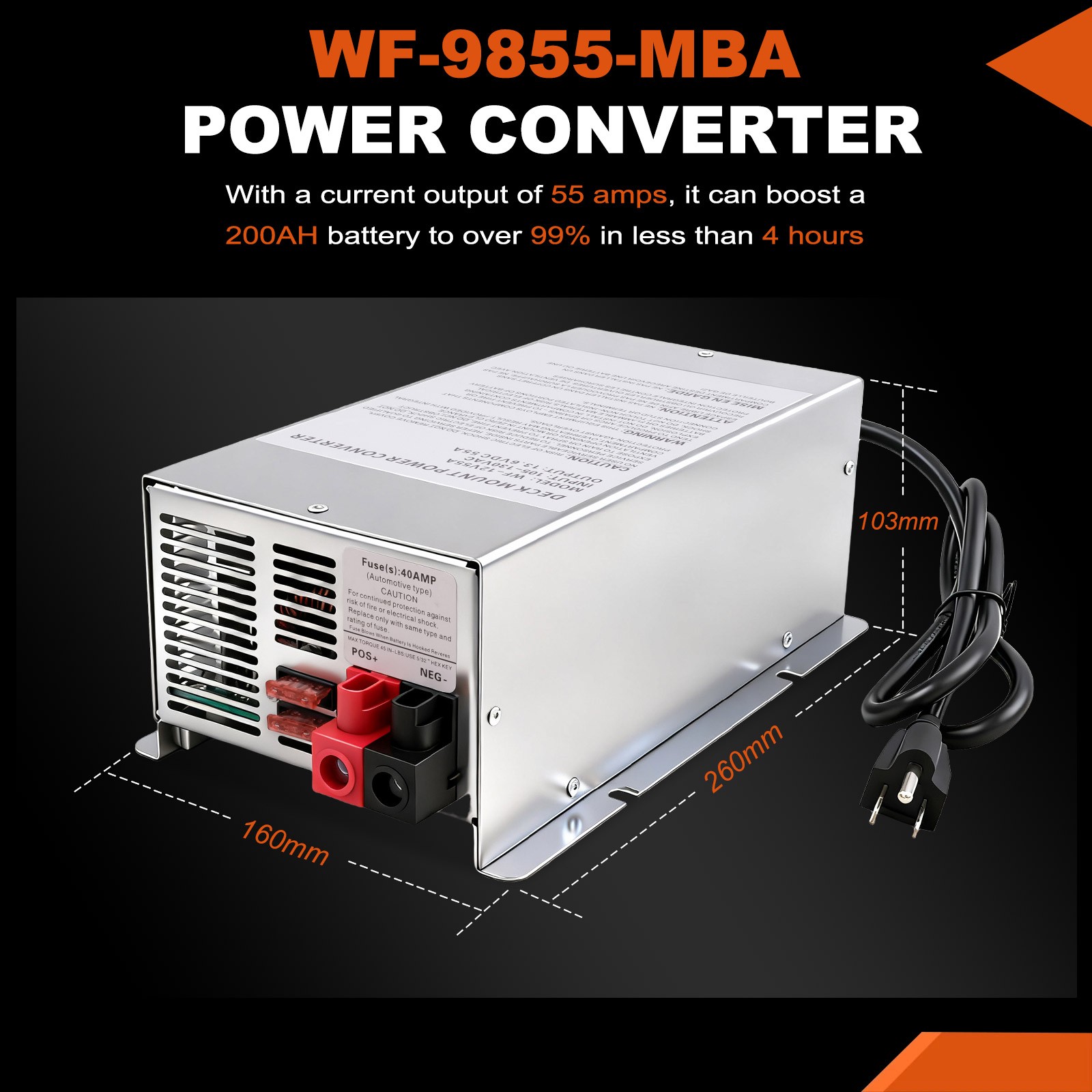 WF-8955-AD-MBA RV Converter Main Board 55A Deck Mount Charger for Camper Trailer