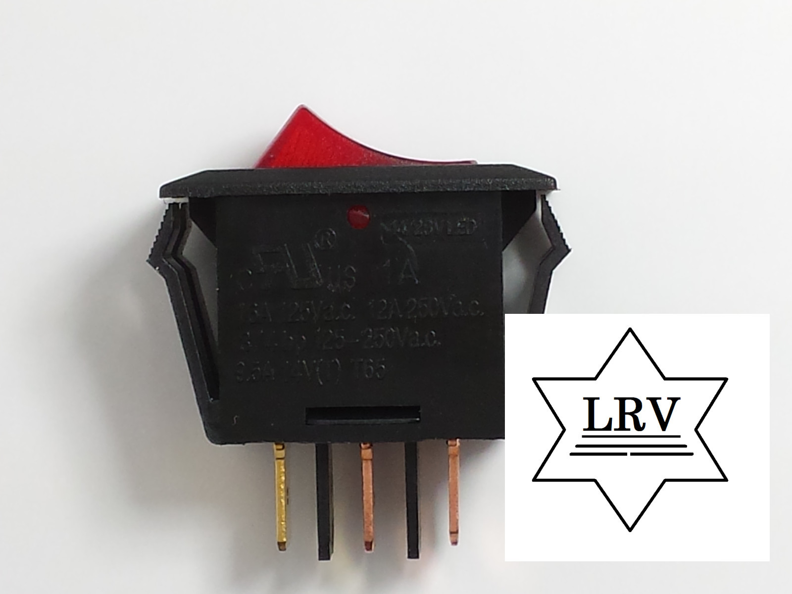 RV, Black / Red On/Off Switch SPST Illuminated in On Position 20A 12v