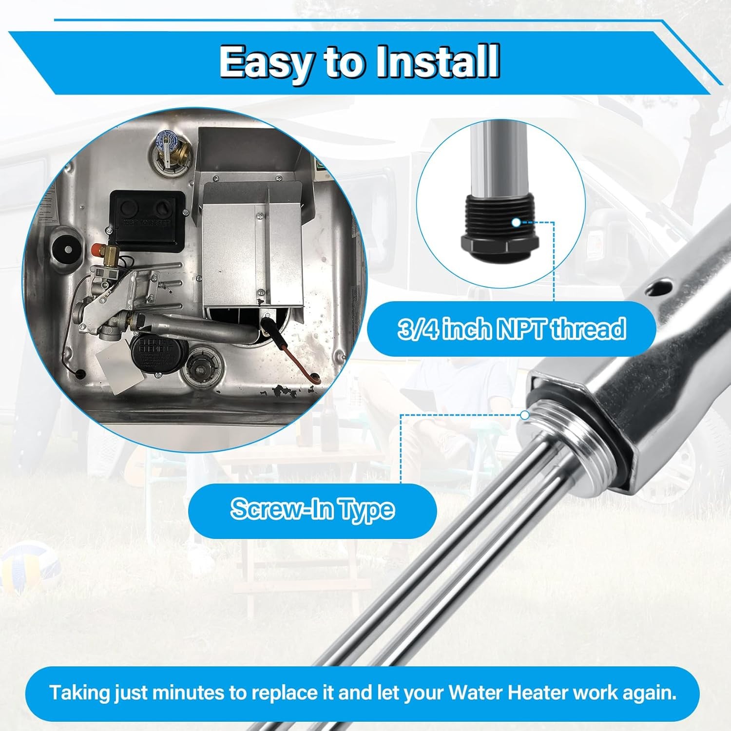 RV Water Heater Elements Kit Compatible with Suburban Water Heater Tanks,