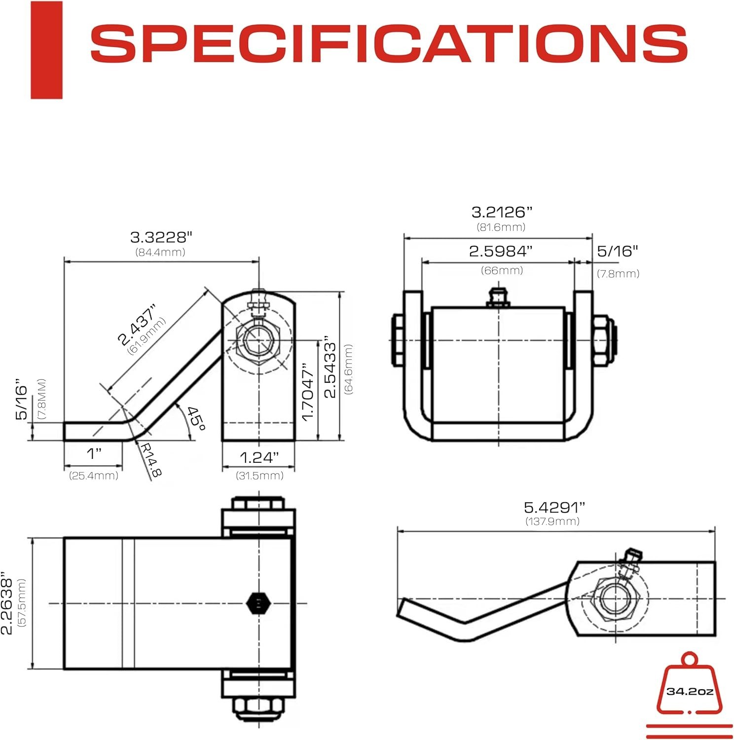 Durable Weld-On Leaf Style Trailer Hinges – 5″ x 3″ Steel Construction, 2 Pack