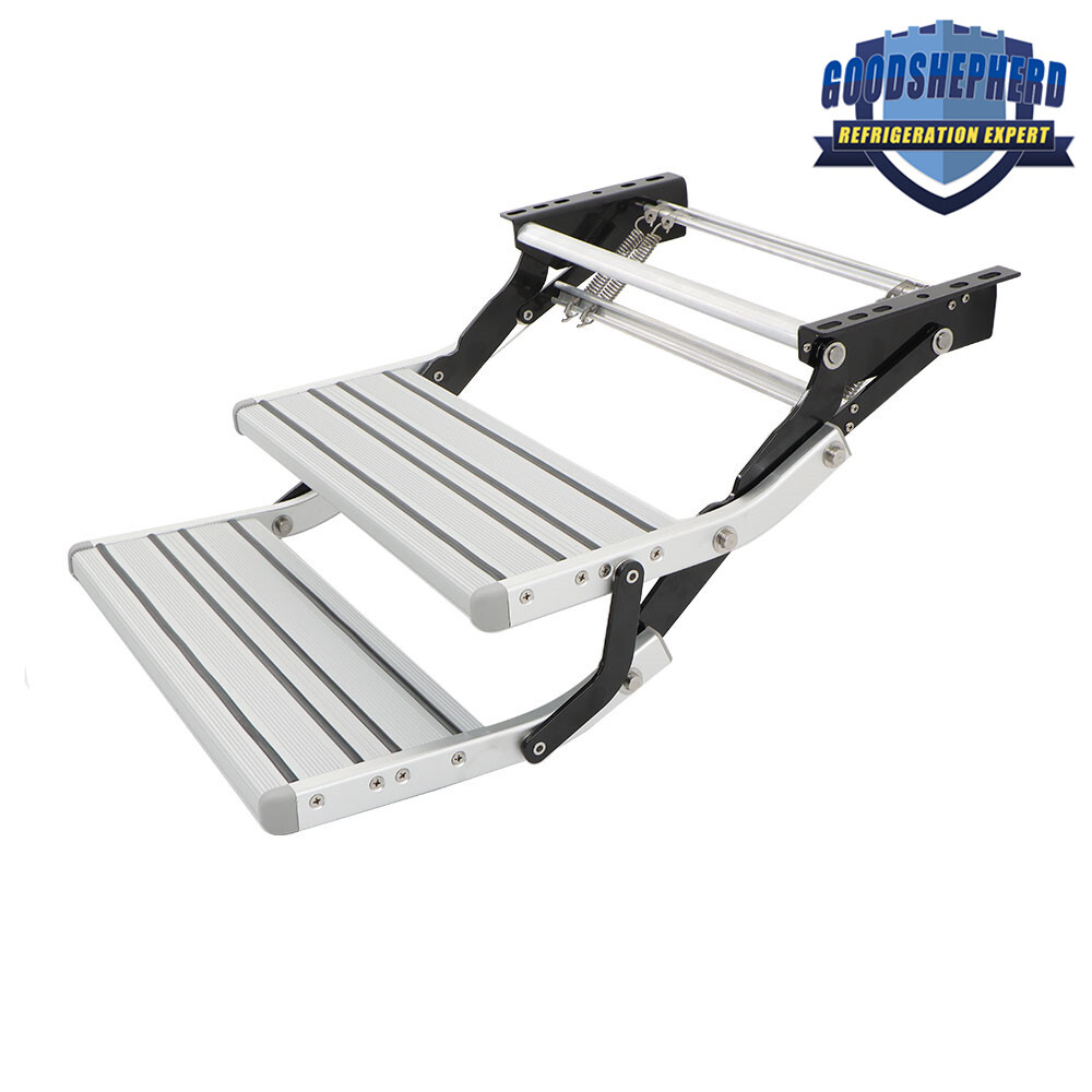 Pull Out Retractable Aluminum 2 Step RV Camper Platform Steps Stair Anti-Slip