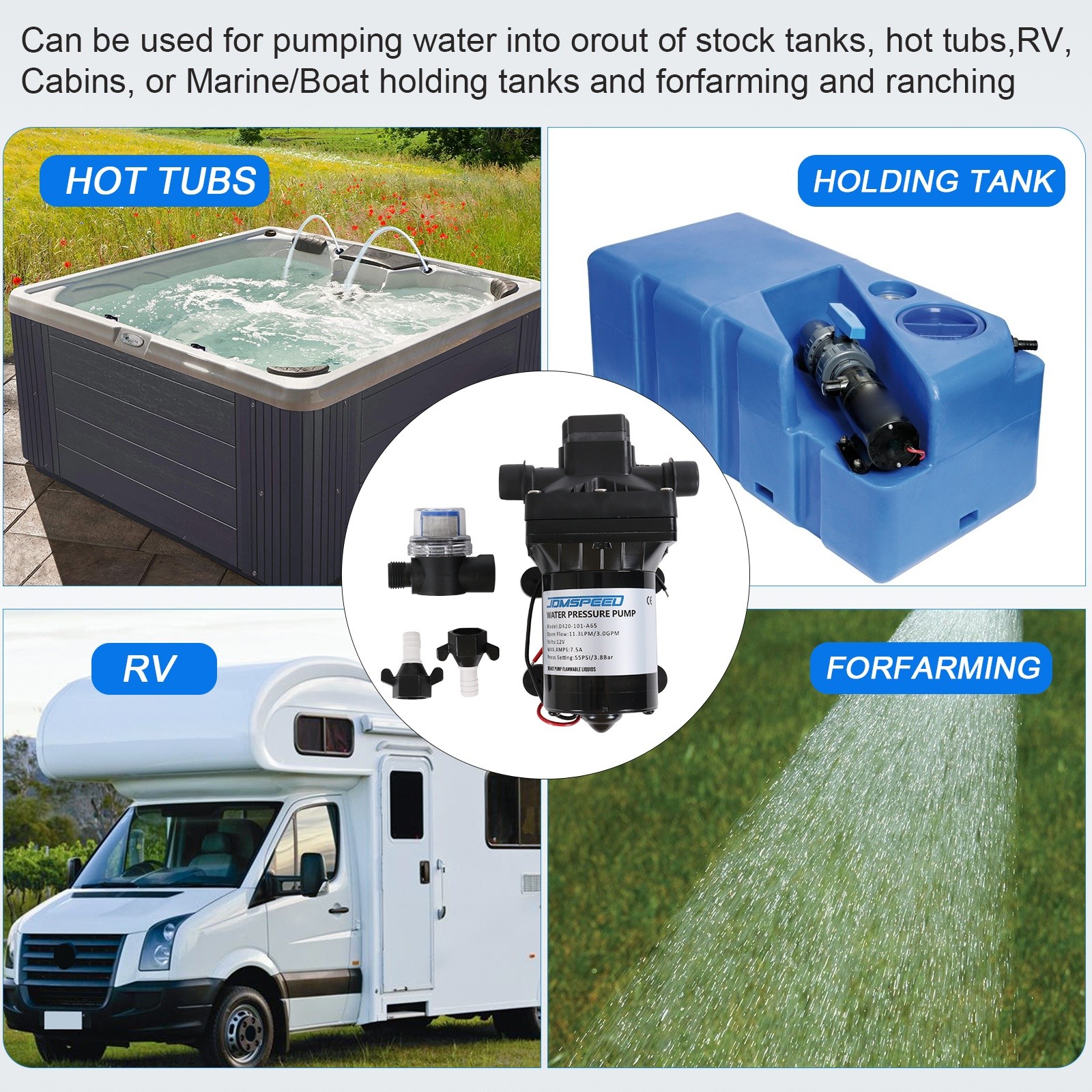 3.0 GPM 12V 55 PSI Water Pump 4008-101-A65 Fit Camper RV Shower Sprayer NEW