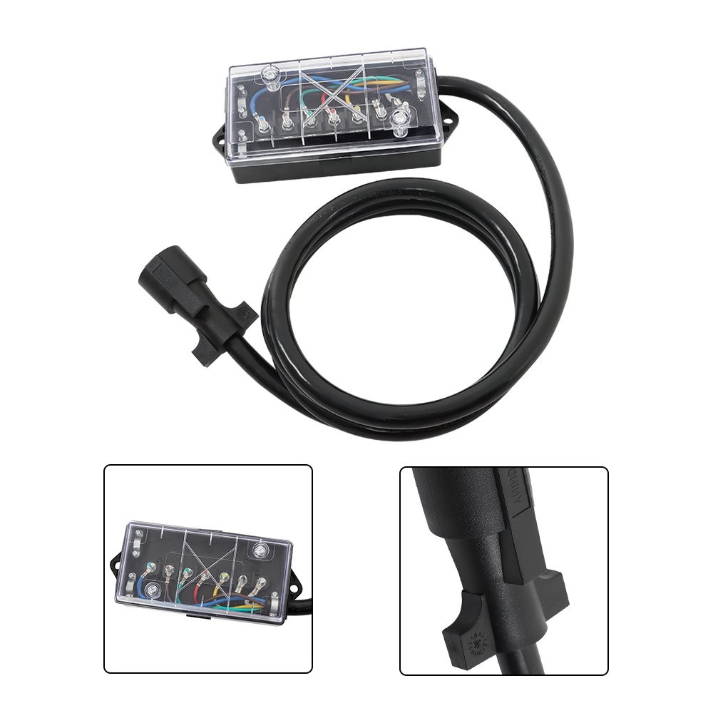 RV Trailer 8FT 7 Way Trailer Cable with 7 Pin Plug and 7 Gang Junction Box NEW