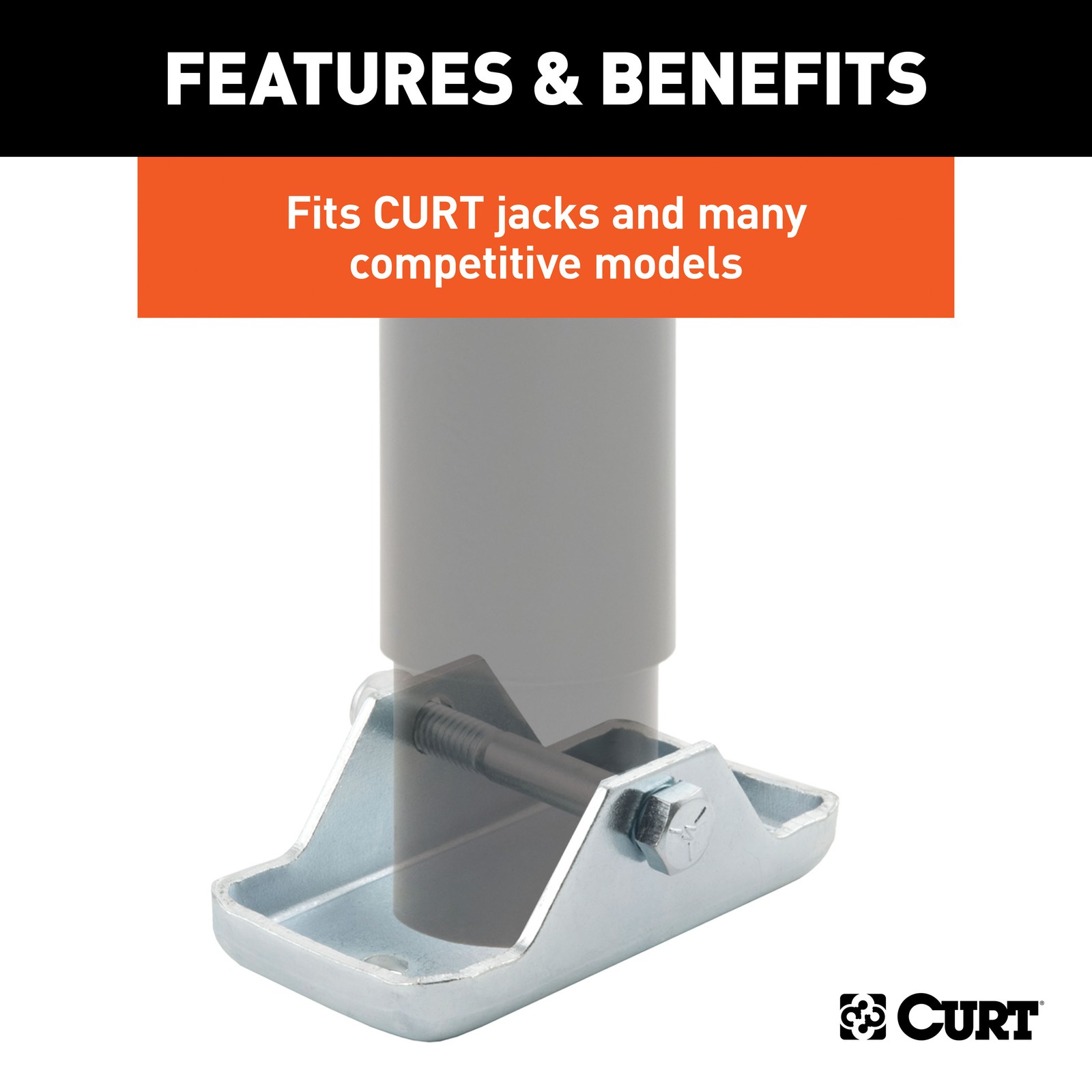 Curt-Bolt-On Trailer Jack Foot (Fits 2″ Tube, 2,000 lbs, Packaged)