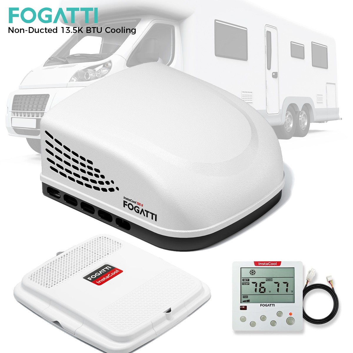 FOGATTI RV Air Conditioner 13500BTU Rooftop All-in-one Camper AC Unit Cooling