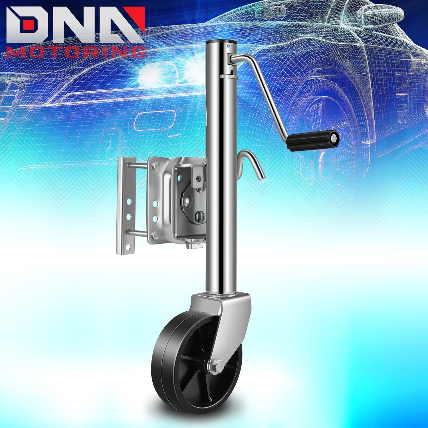 Dual Wheel Trailer Tongue Jack 1000lb Capacity Swivel Boat RV Lift Roller Stand