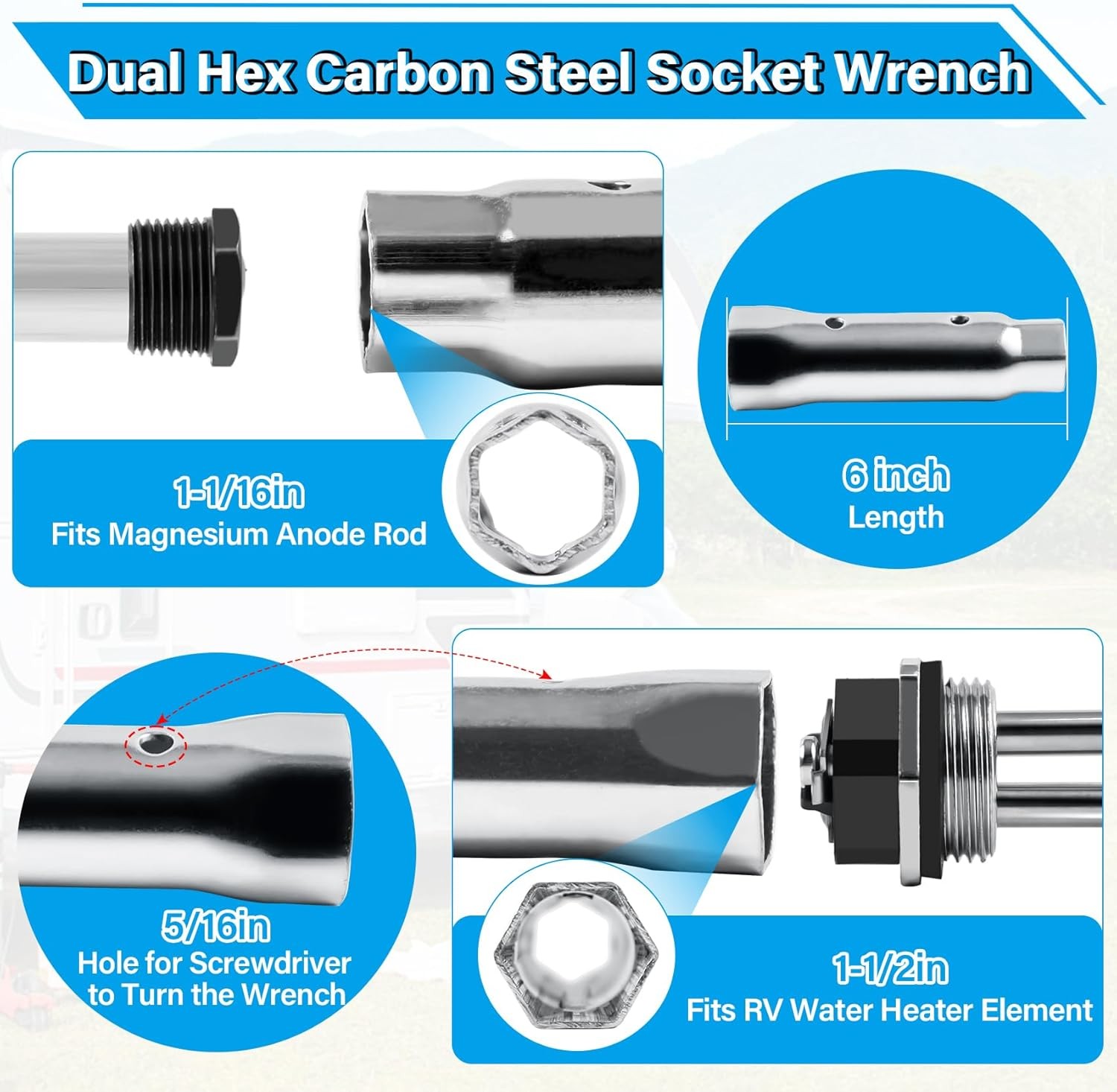 RV Water Heater Elements Kit Compatible with Suburban Water Heater Tanks,
