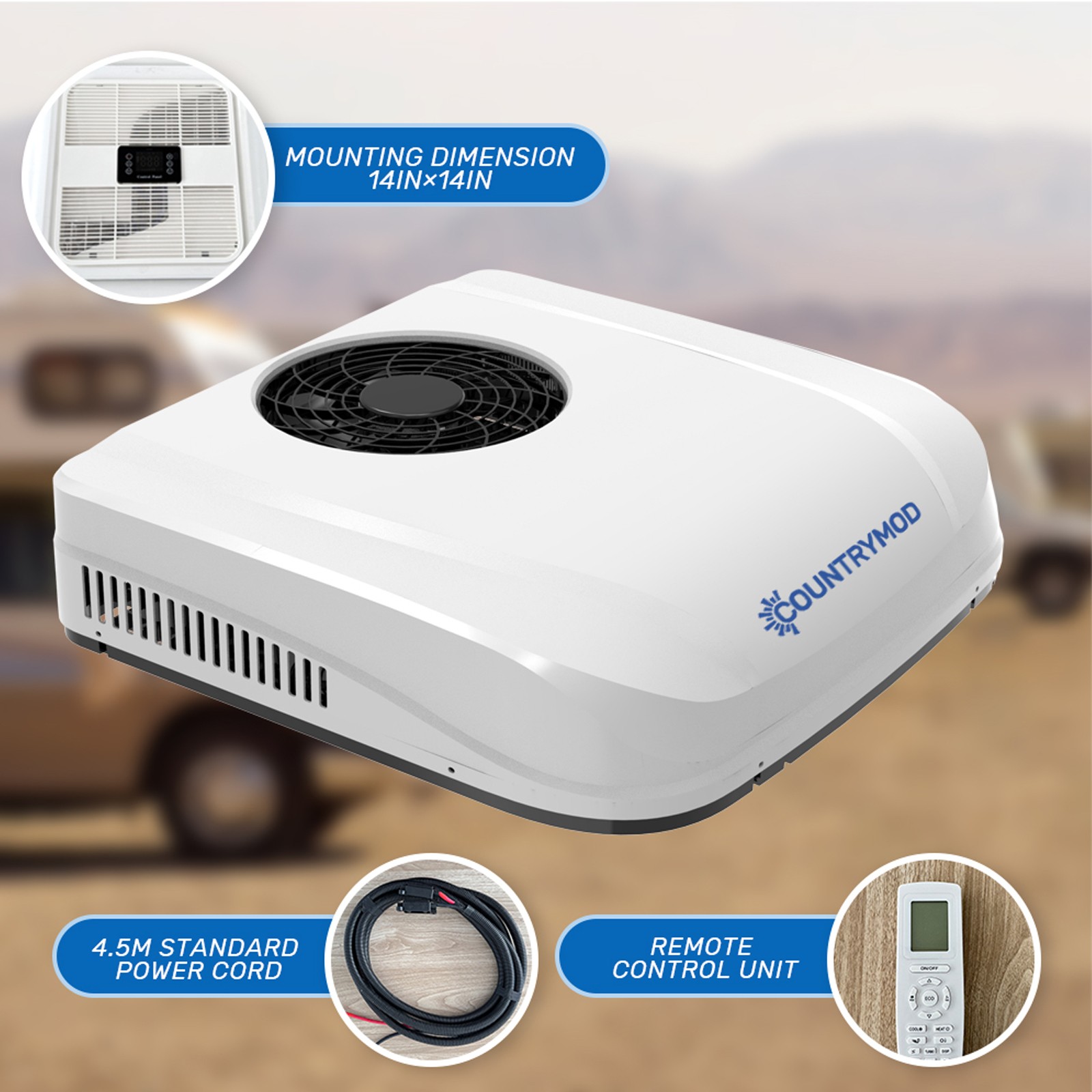Countrymod 12V RV Rooftop Air Conditioner 10000BTU Cooling for Caravan Trailer