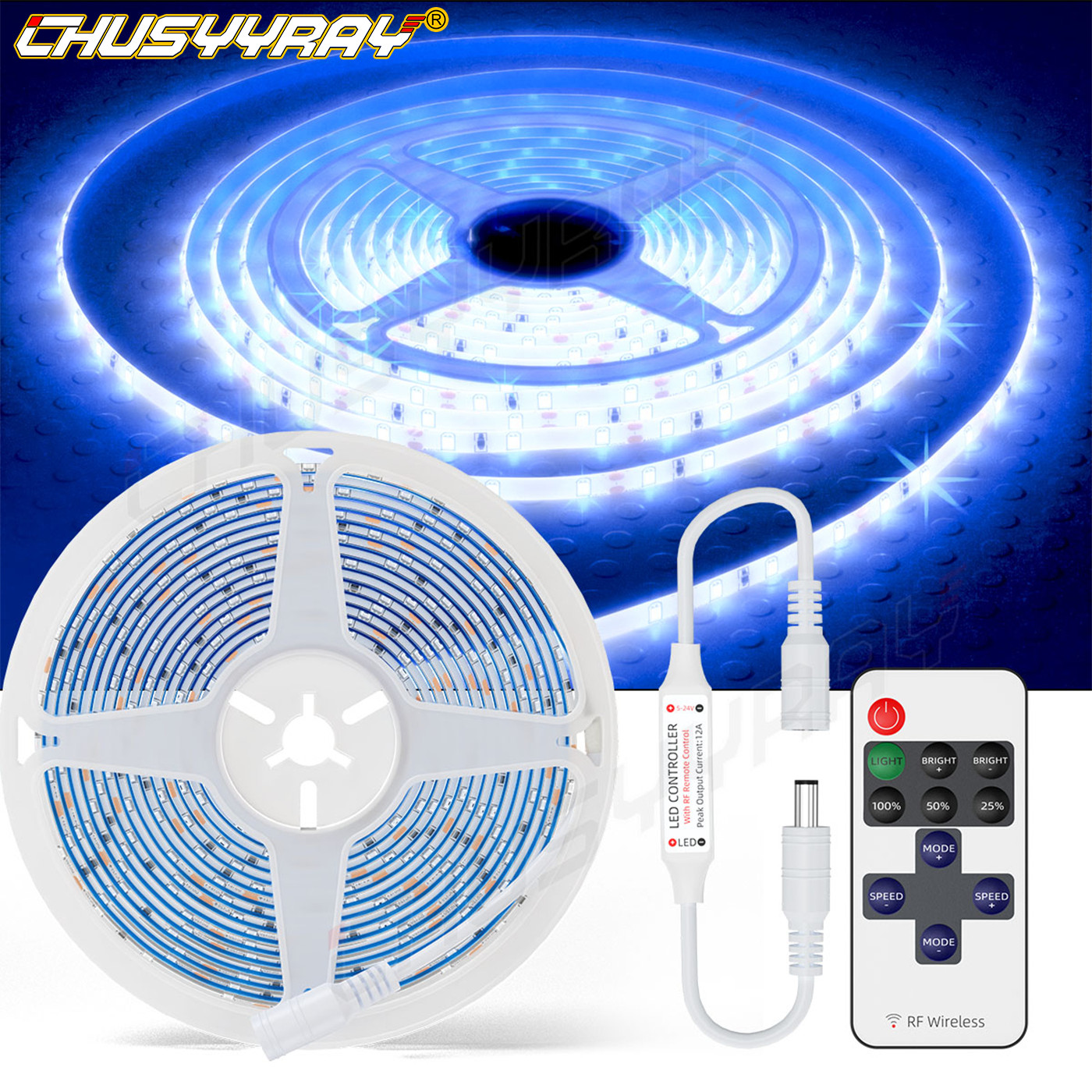 RV LED Camper Awning Boat Trailer Light Set Wireless Remote BLUE 16FT Waterproof