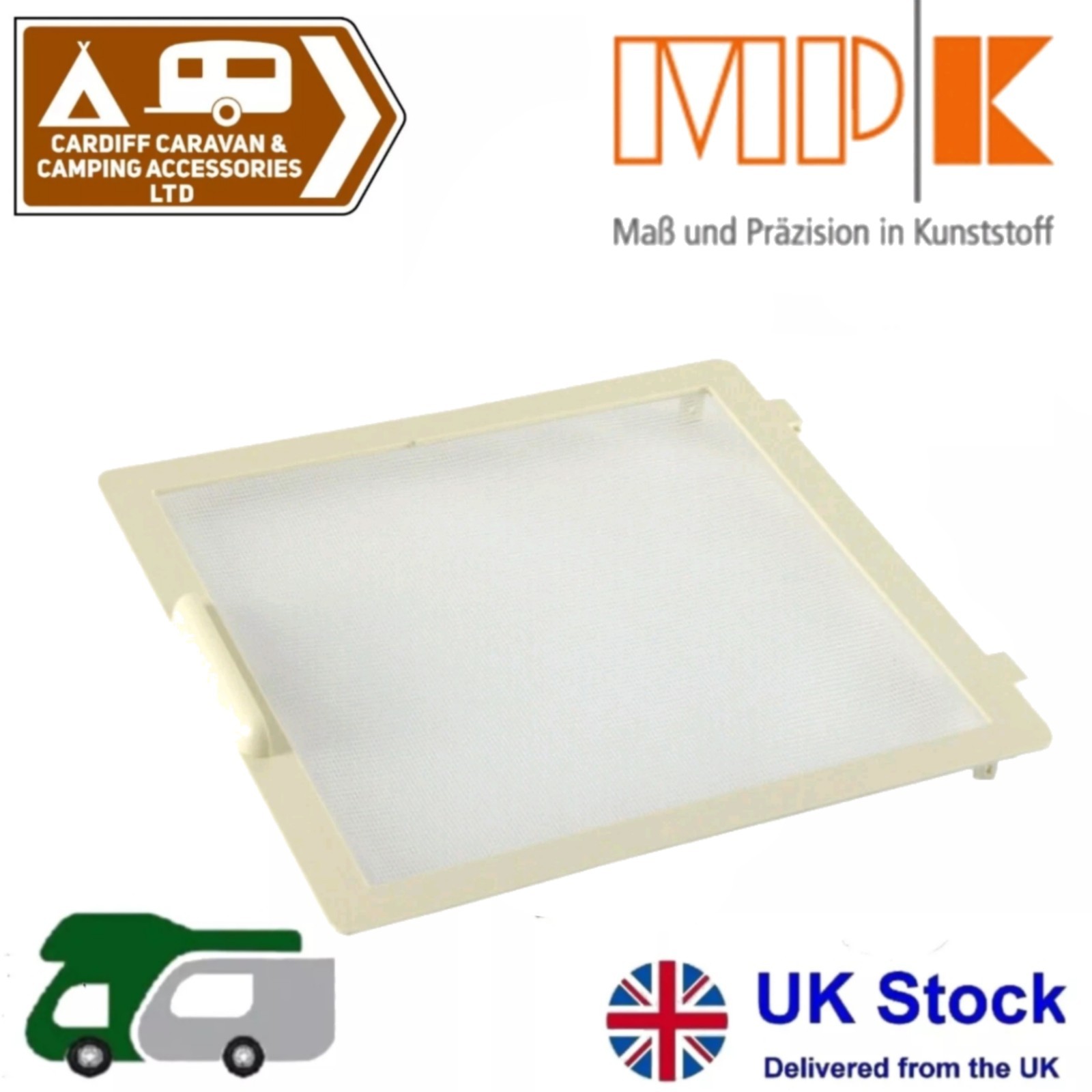 MPK Rooflight Flynet Vent 290 x 290 Skylight White Caravan Motorhome Campervan