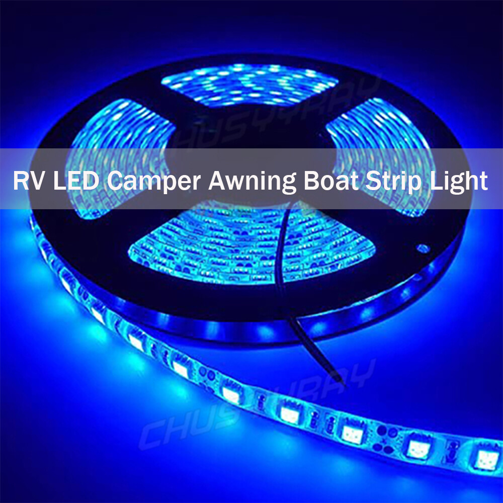 16FT 12V RV Camper Blue LED Awning Party Light Strip 11 Key Remote Controller