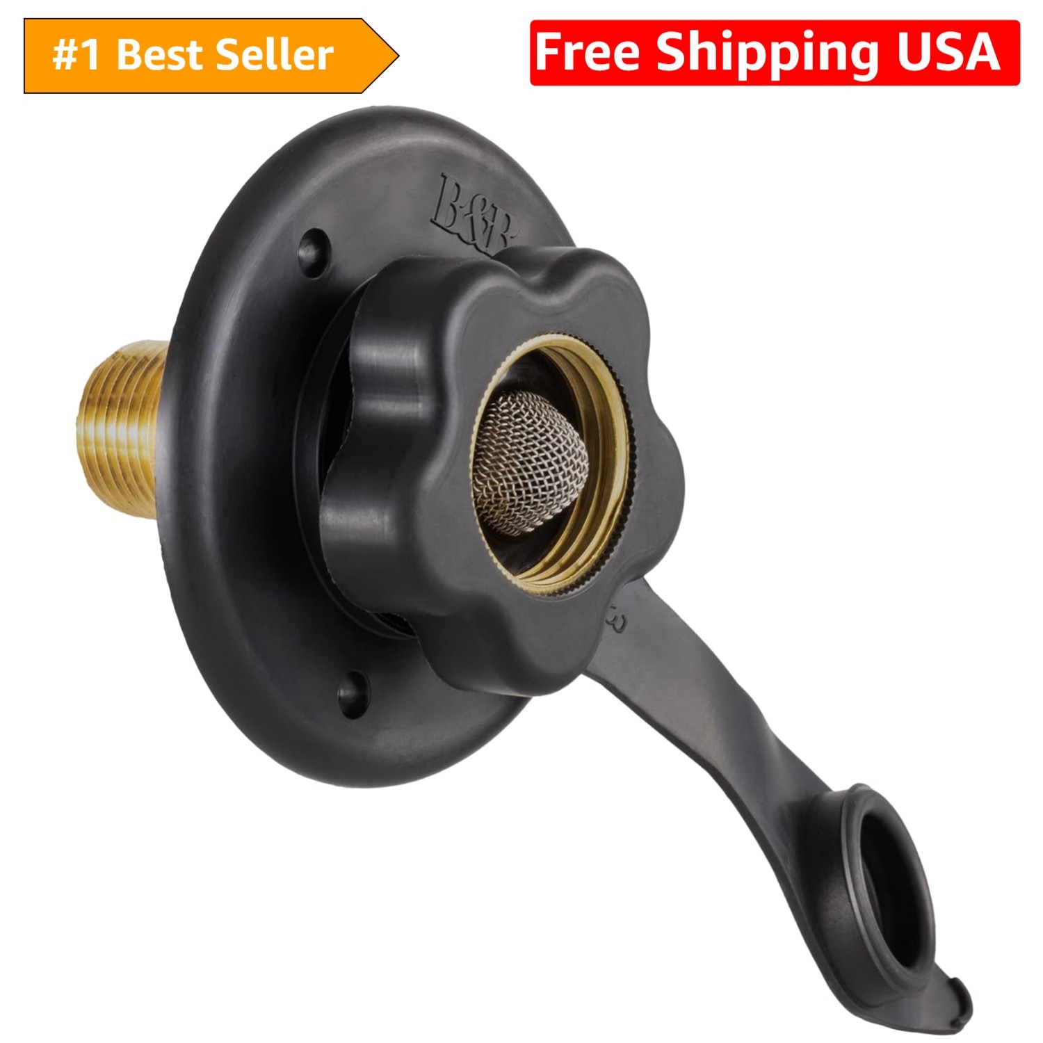 6×6 inches Black Drinking Water Safe RV City Water Inlet with Brass Check Valve