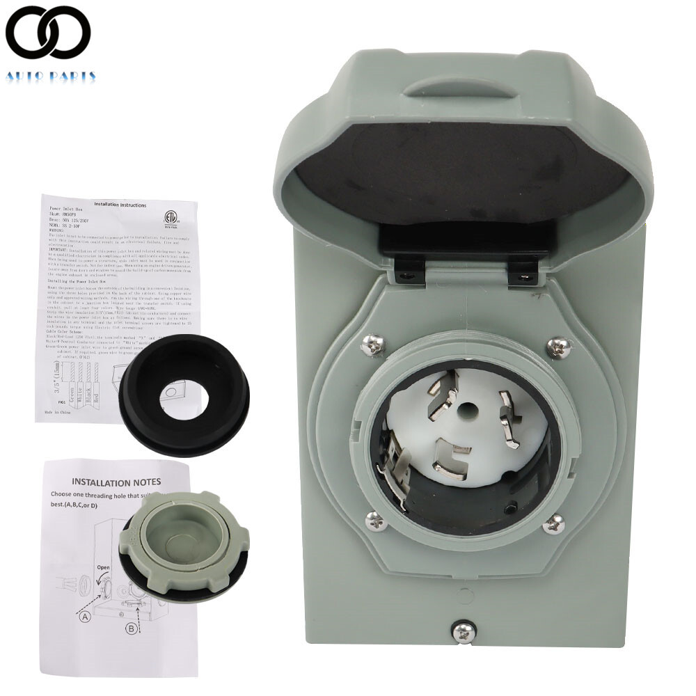 50 Amp 125/250V RV Generator Inlet Box NEMA SS2-50P Power Inlet Box For 3 Prong