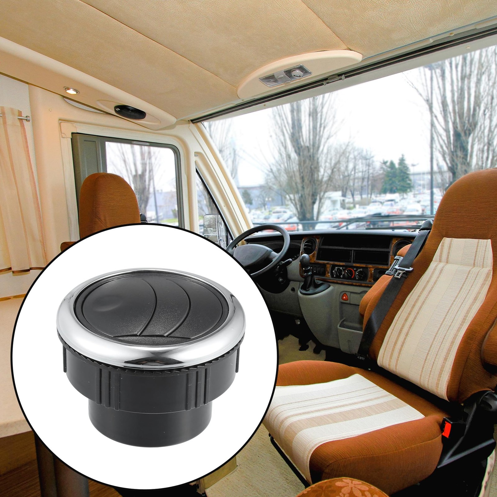 1 PCS 87mm 75mm Black Silver Tone AC Air Condition Vent Outlet Universal RV