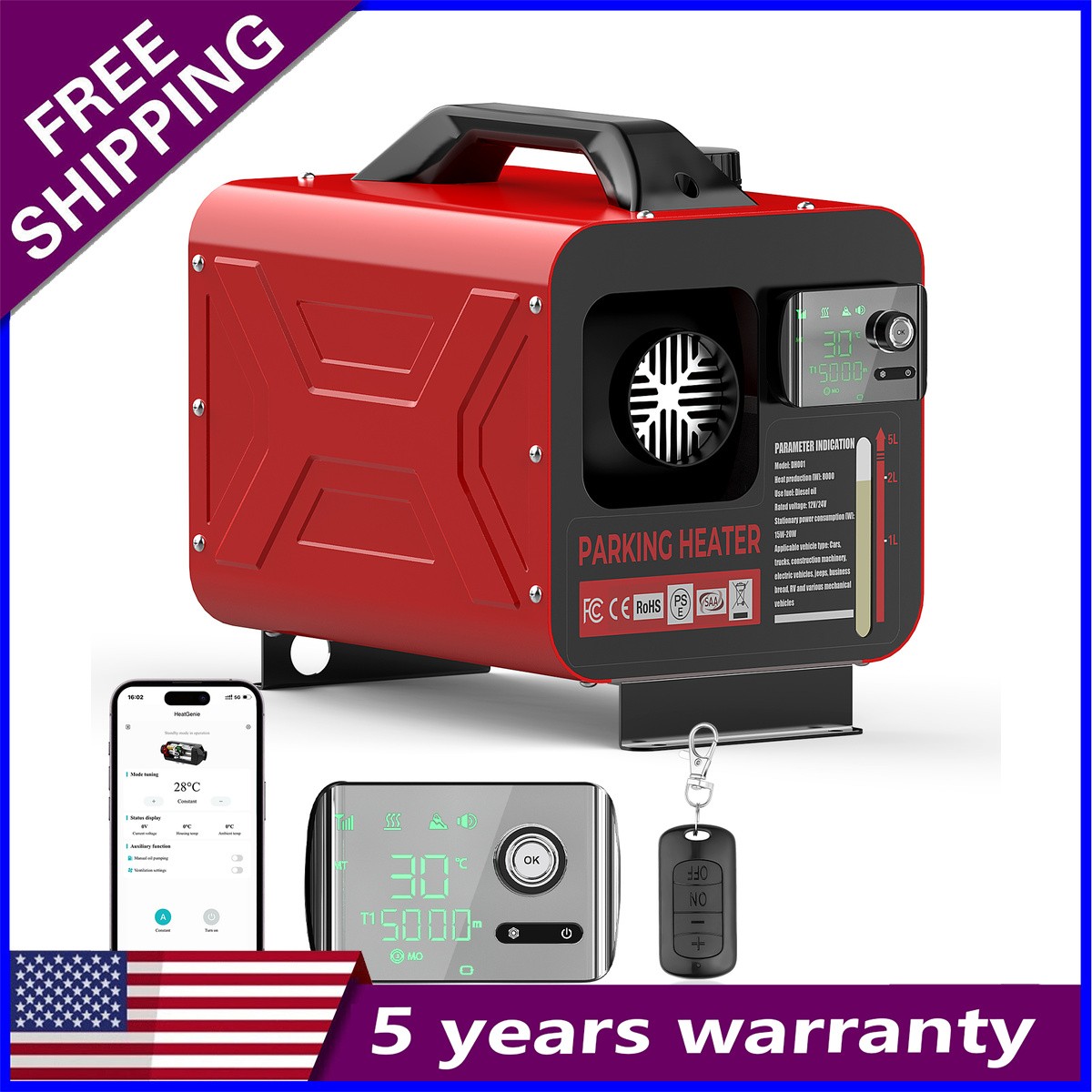 8KW Diesel Heater All in One 12V Metal Plastic for Car Bus Engineering Vehicle