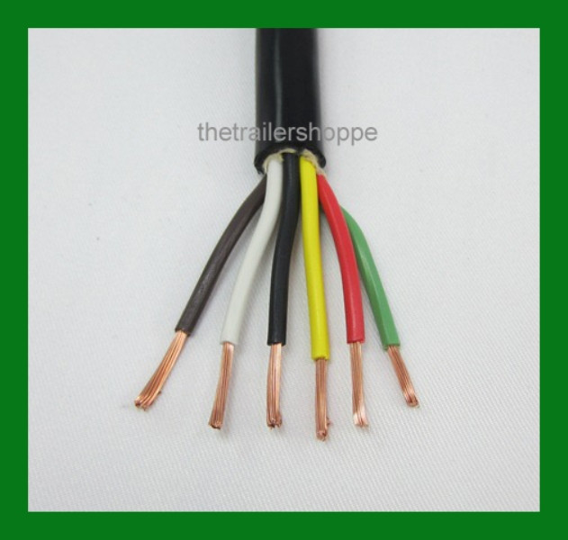 Trailer Light Cable 14-6 Wiring 14 Gauge 6 Wire Jacketed Black Flexible -10 Feet