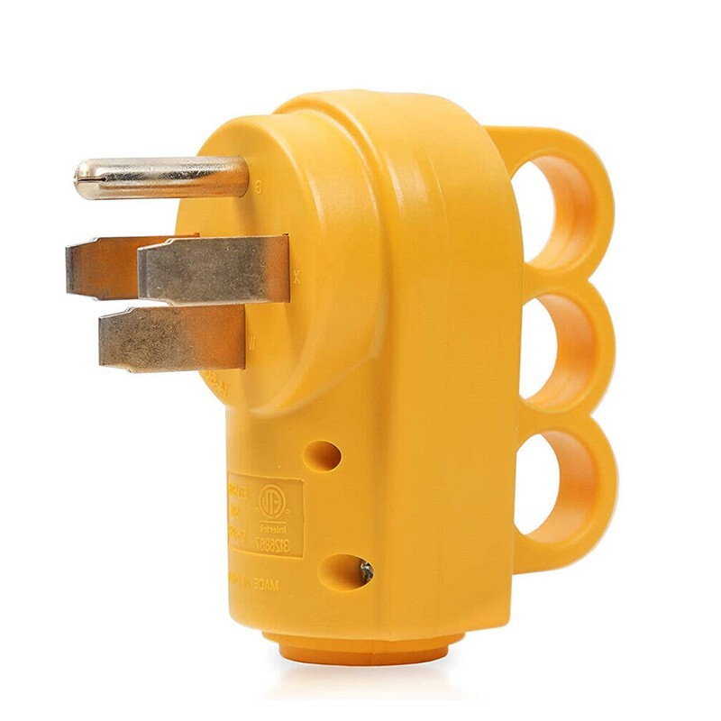 RV 50 AMP Male Replacement Power Cord Plug Heavy Duty Yellow w/ Handle Plug