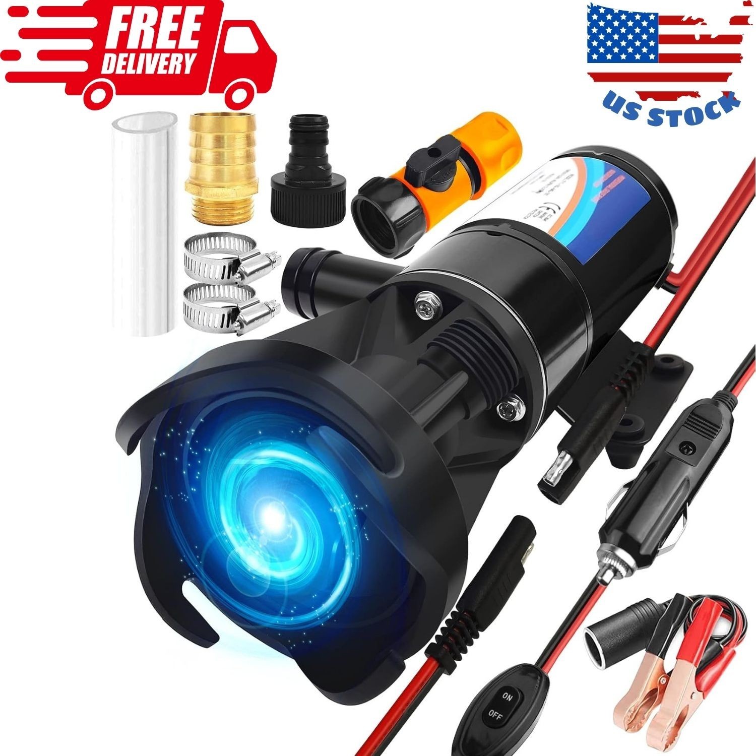 12V RV Macerator Pump 12GPM with Quick-Release & Garden Hose Port