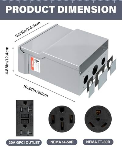 RV Electrical Outlet Panel 20 30 50 Amp 125 250 Volt with Breaker for RV Park