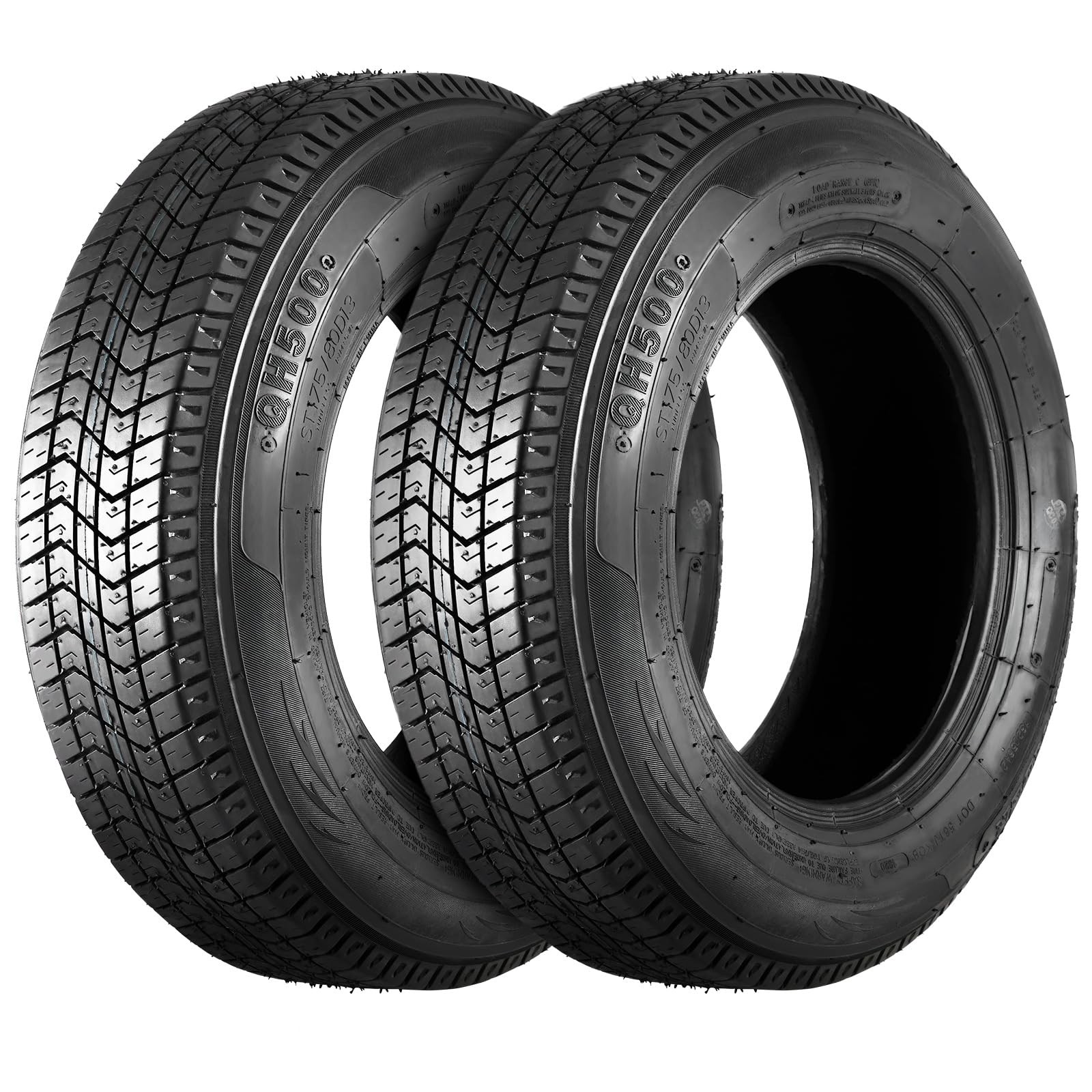 2-Pack ST175/80D13 Trailer Tires Deep Tread Bias Ply Load Range C 1360lbs US