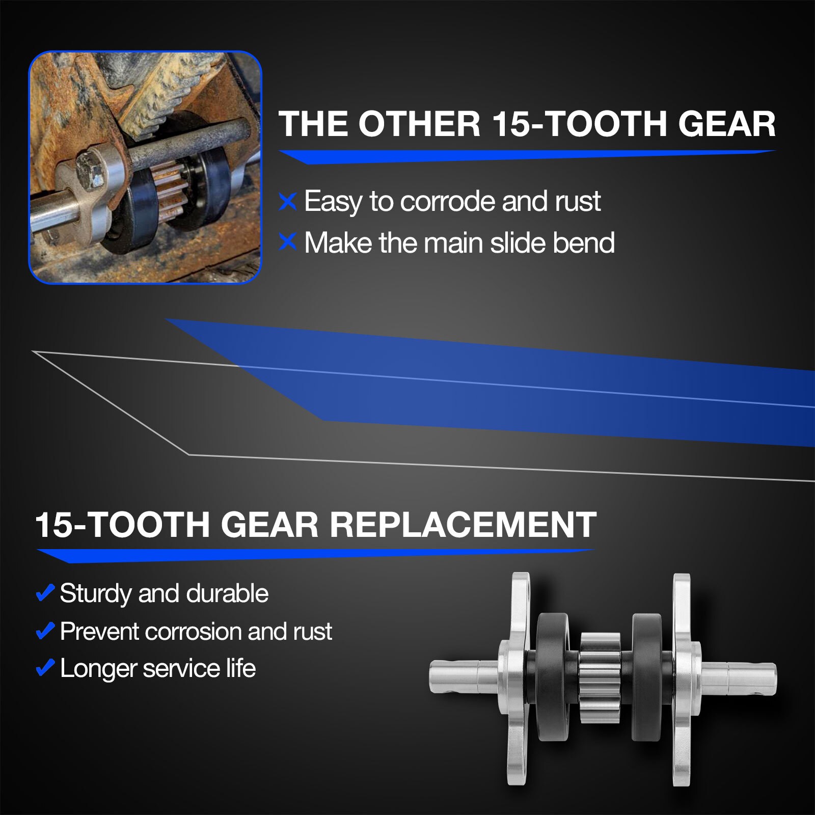 RV 15-Tooth Standard Gear Pack For Slide-Out Tubing Slide Arm 2.5″ x 2.5″