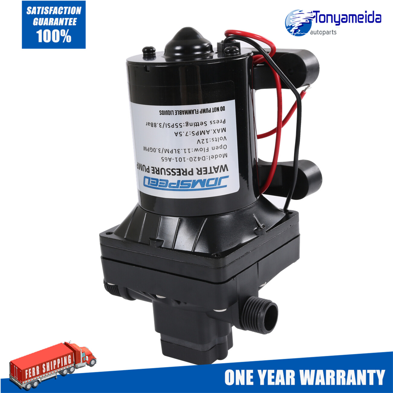 12V 3.0 GPM RV Water Pump 4008-101-A65 Revolution 55 PSI with Strainer