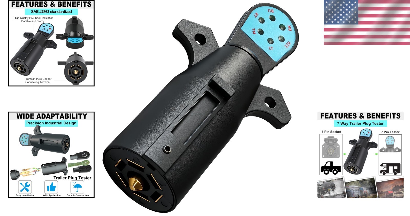 LED 7 Pin Trailer Tester for Streamlined Light Function Checks & Diagnostics