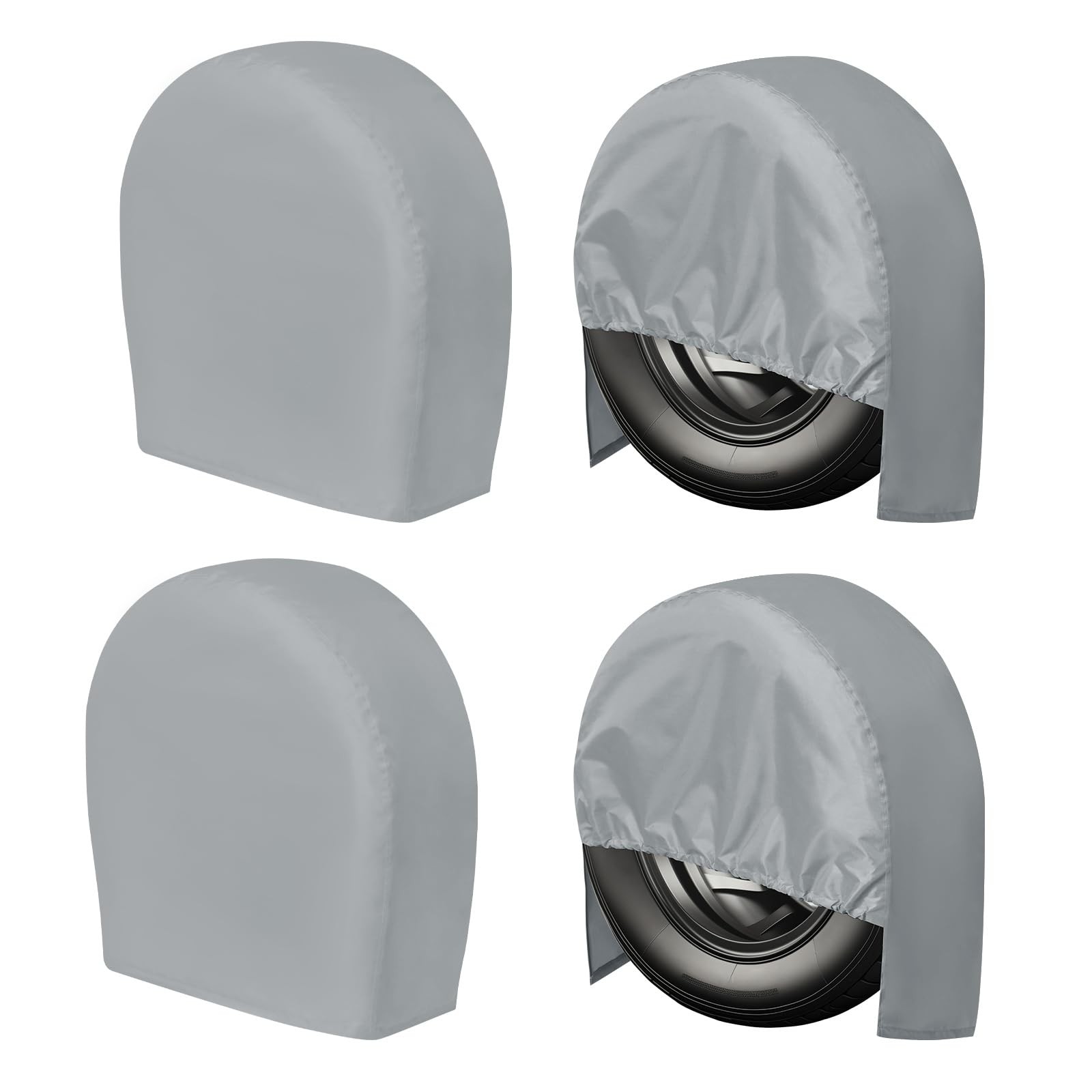 PureFit RV Tire Covers Set of 4 – UV S – Fits Diameters 24″-26″, Gray