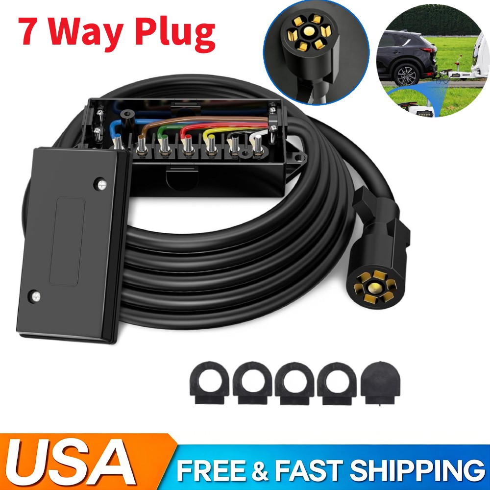 7-Way Trailer Plug 7 Pin Trailer Weatherproof Trailer Wiring Harness Connector