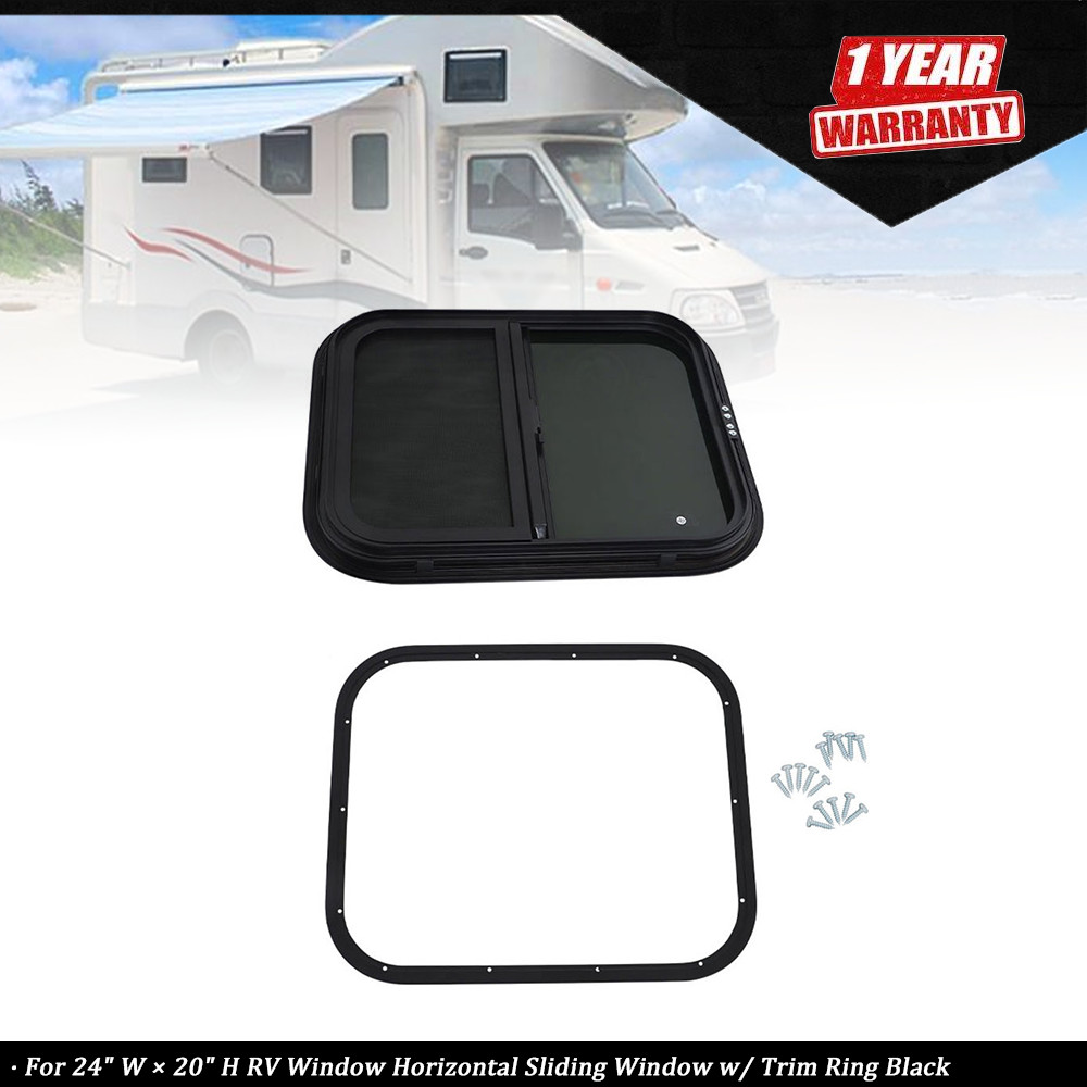 RV Horizontal Slide Window 24″ W x 20″ H Universal w/ Trim Ring Trailer